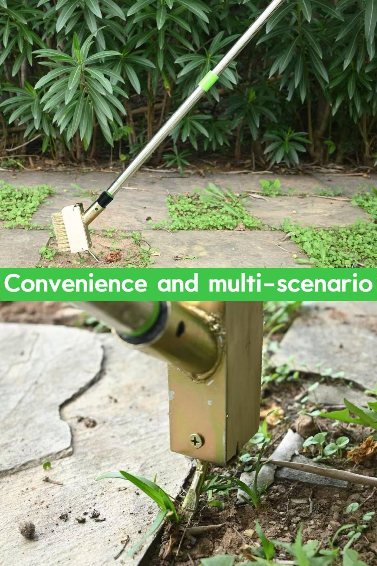 Deck Moss Cleaning Tool, Featuring a 63-inch Adjustable Handle, Includes 2 Replaceable Brush Heads and Gardening Gloves, Suitable for Crevice Cleaning, Moss Killer, and roof Moss Killer