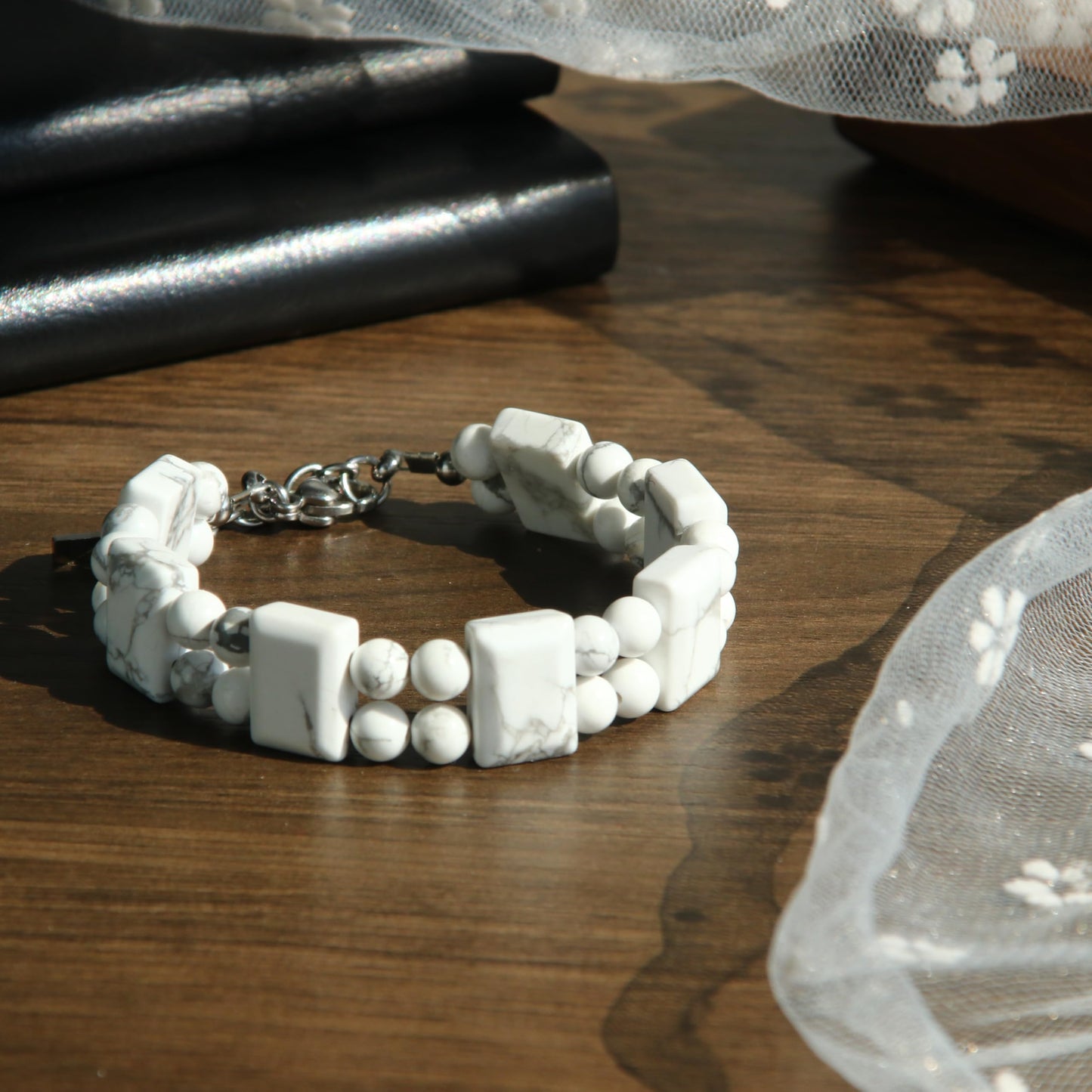 HASKARE Natural Stone Mens Crystal Bracelet Genuine Gemstone Calming Beads Bracelet for Men Handmade Jewelry Durable Adjustable Beaded Bracelet Unique Gift for Men Stuffer for Him Good Luck Guardian