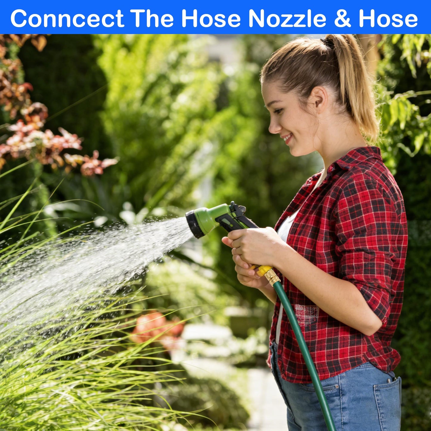 Hourleey Garden Hose Quick Connector, Solid Brass 3/4 Inch GHT Thread Garden Quick Connect Kit, Male and Female No-Leak Water Hose Fittings (4 Set)