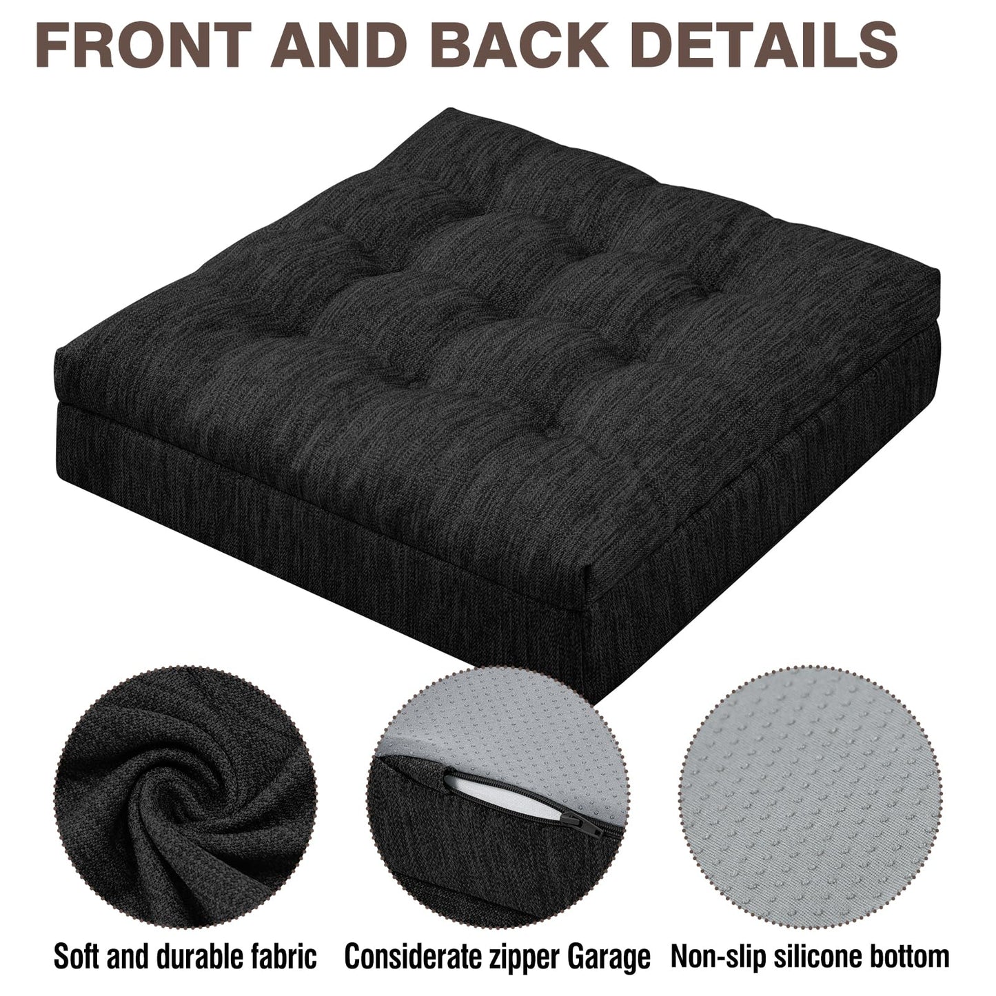 Shinnwa Memory Foam Recliner Cushion for Elderly, Patented Design Extra Large Seat Cushion, Dual-Layer Foam Chair Pad for Couch, Armchair, Wicker Chairs, Floor, 20 × 20 × 5in, Charcoal