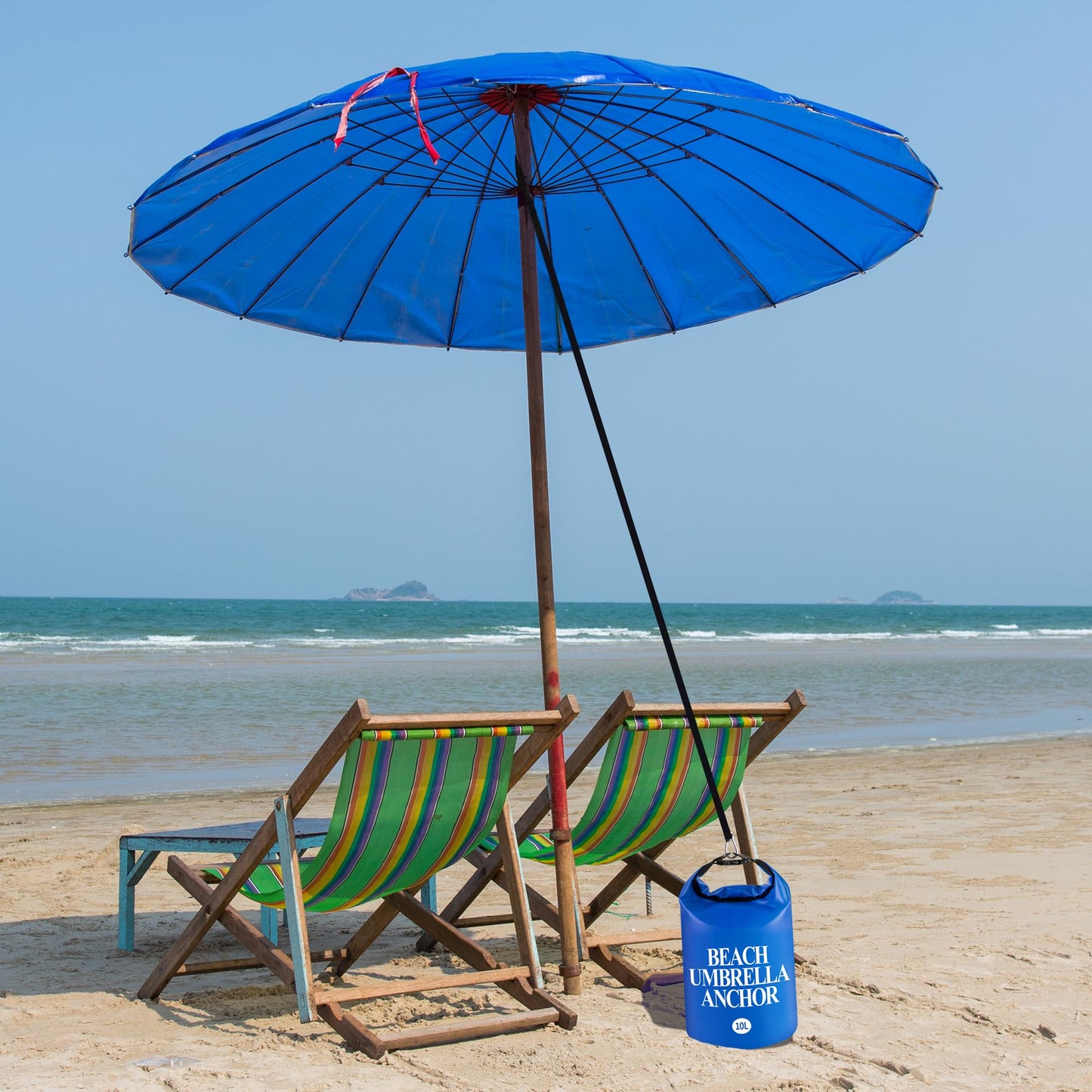 DECOHS 2 Pack Beach Umbrella Weight Sand Bags, 500D PVC Heavy Duty Summer Canopy Tent Sandbags, 10L/25LB Fillable Sun Umbrella Sand Anchor Bags for Outdoor Wind Resistant