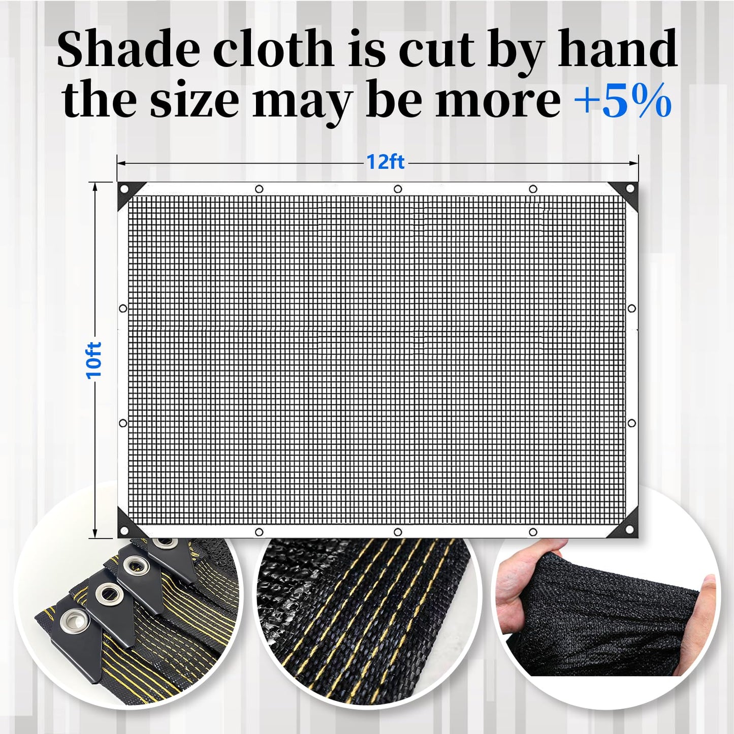 70% Black Shade Cloth for Garden, 10x12FT Resistant Garden Sun Shade Net, Durable Mesh Shade Tarp with Reinforced Grommets for Greenhouse, Plant, Chicken Coop, Pergola,Canopy (10ft*12ft)
