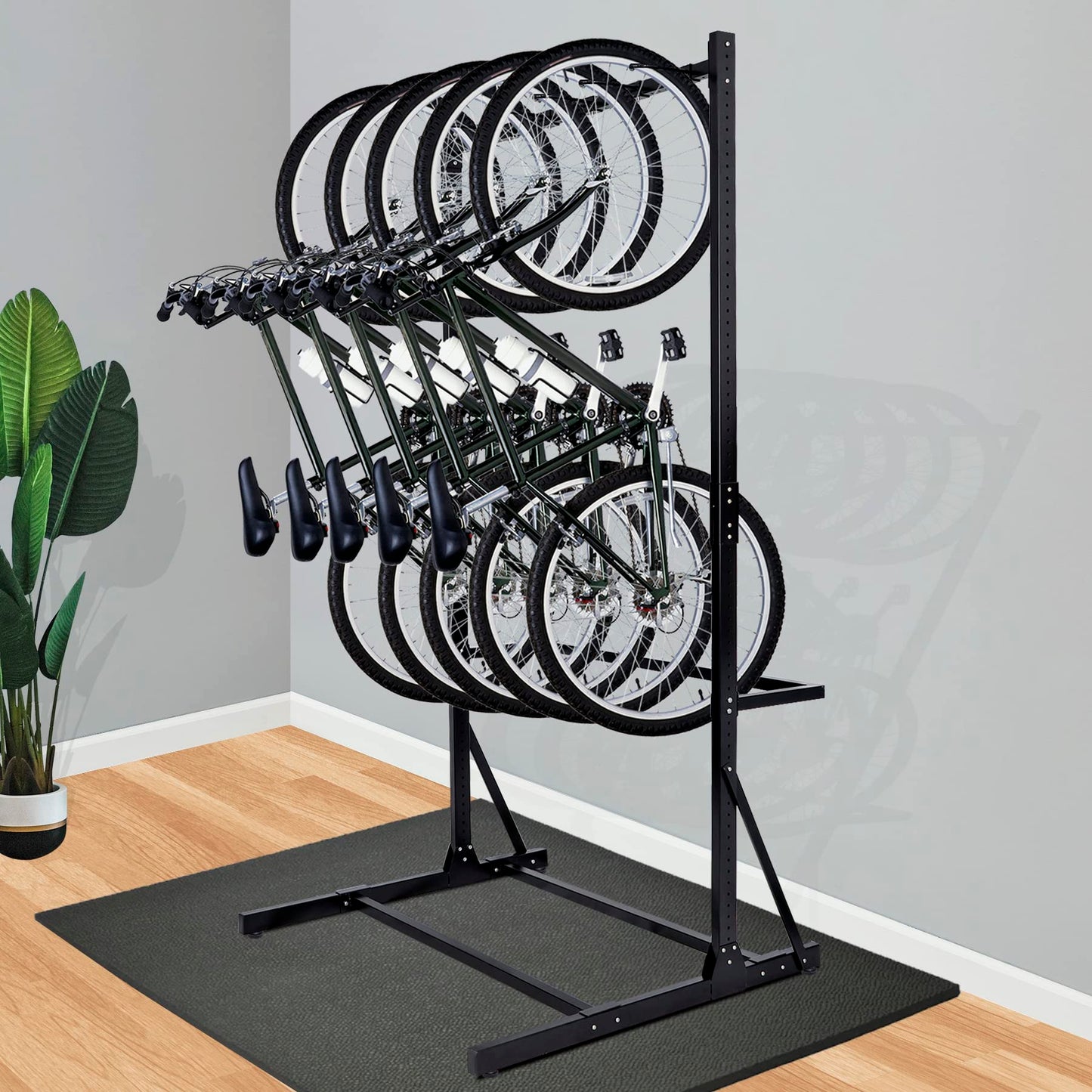 DorBuphan Bicycle Storage Rack for Garage, Freestanding Bike Storage Rack Max 5 Bikes, Heavy-Duty Solid Steel Bike Racks for Garage for Home and Garage Organizer