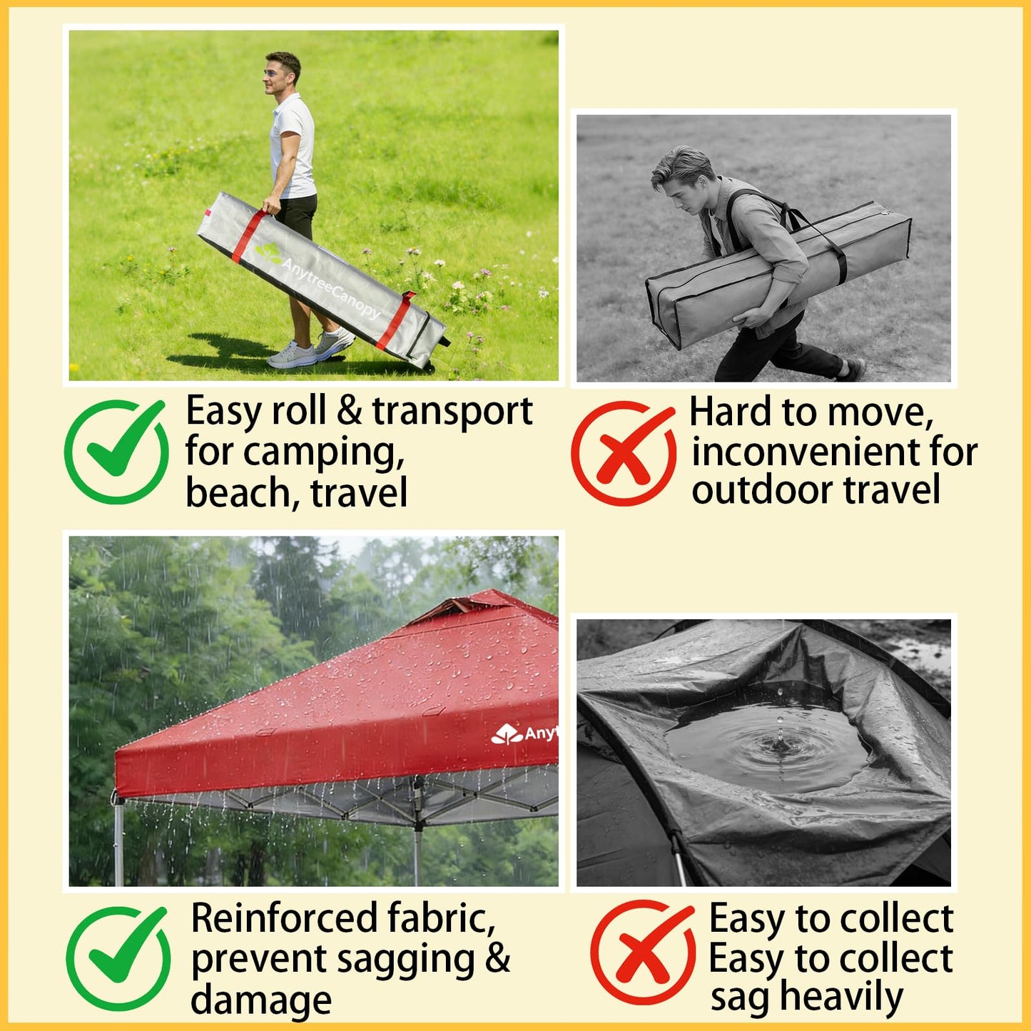 Anytee-10x10 Pop Up Canopy Tent, Easy Up Waterproof Outdoor Canopy with Wheeled Bag, Sun Shade for Patio, Backyard, Parties, Camping-Red Ventilated