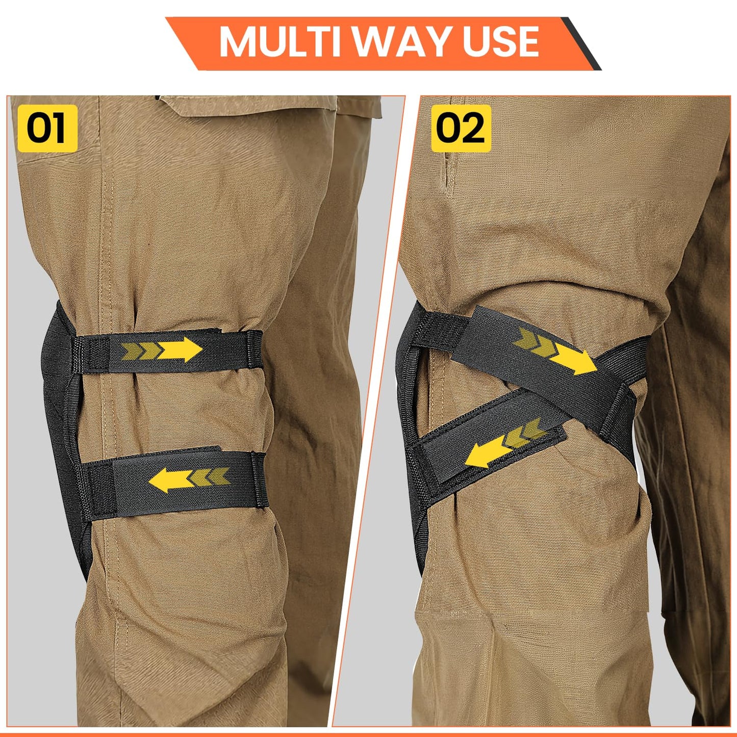 TUFFWORX Professional Knee Pads with Adjustable Straps, Kneepad Heavy Duty Foam Padding, Black