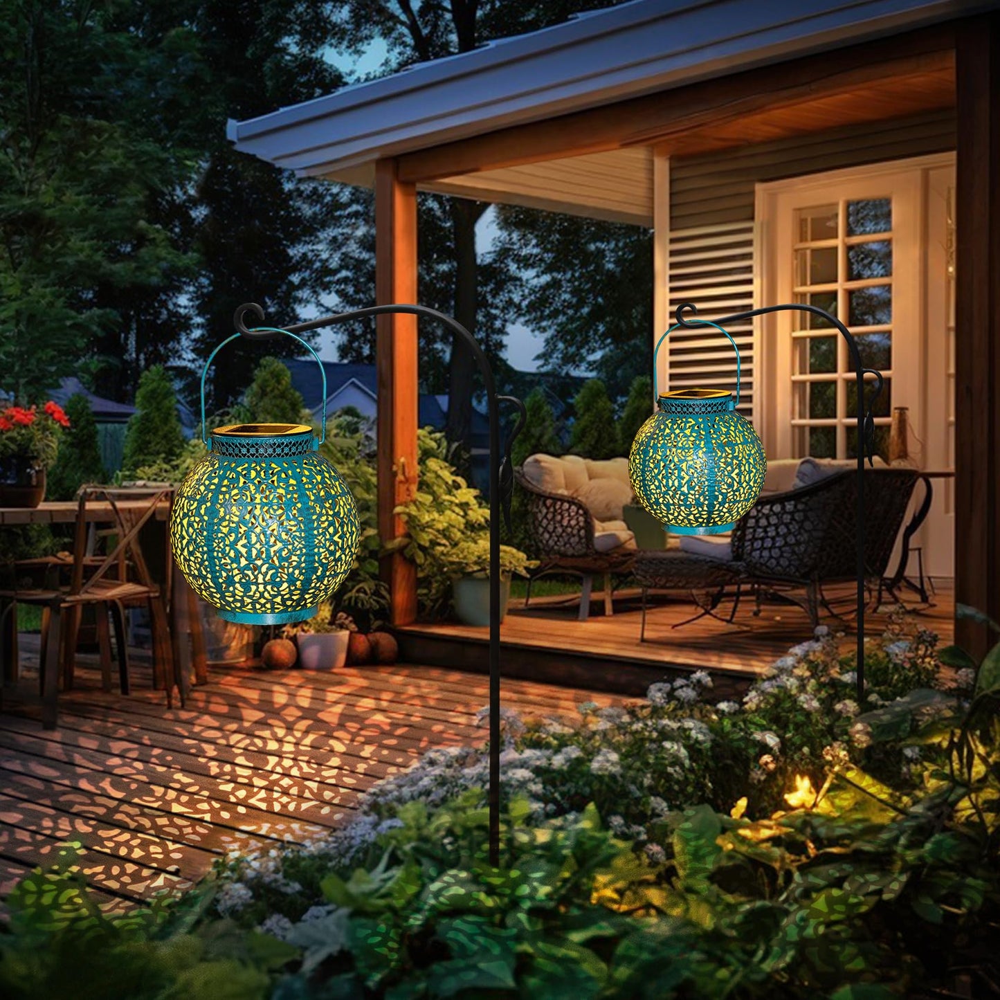 TAKE ME 2 Packs Solar Lanterns Outdoor Lights Waterproof Garden Lanterns for Patio,Outside Mothers Day Gifts Mom Wife Grandma Birthday Gifts [Set of 2]