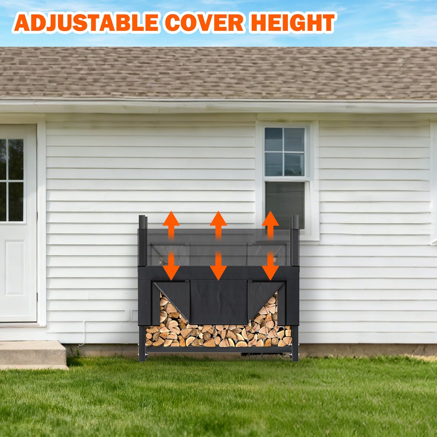 Ultrawall 4ft Heavy Duty Firewood Rack with Waterproof Cover, Freestanding Wood Log Holders for Firewood, Indoor/Outdoor Wood Storage Rack