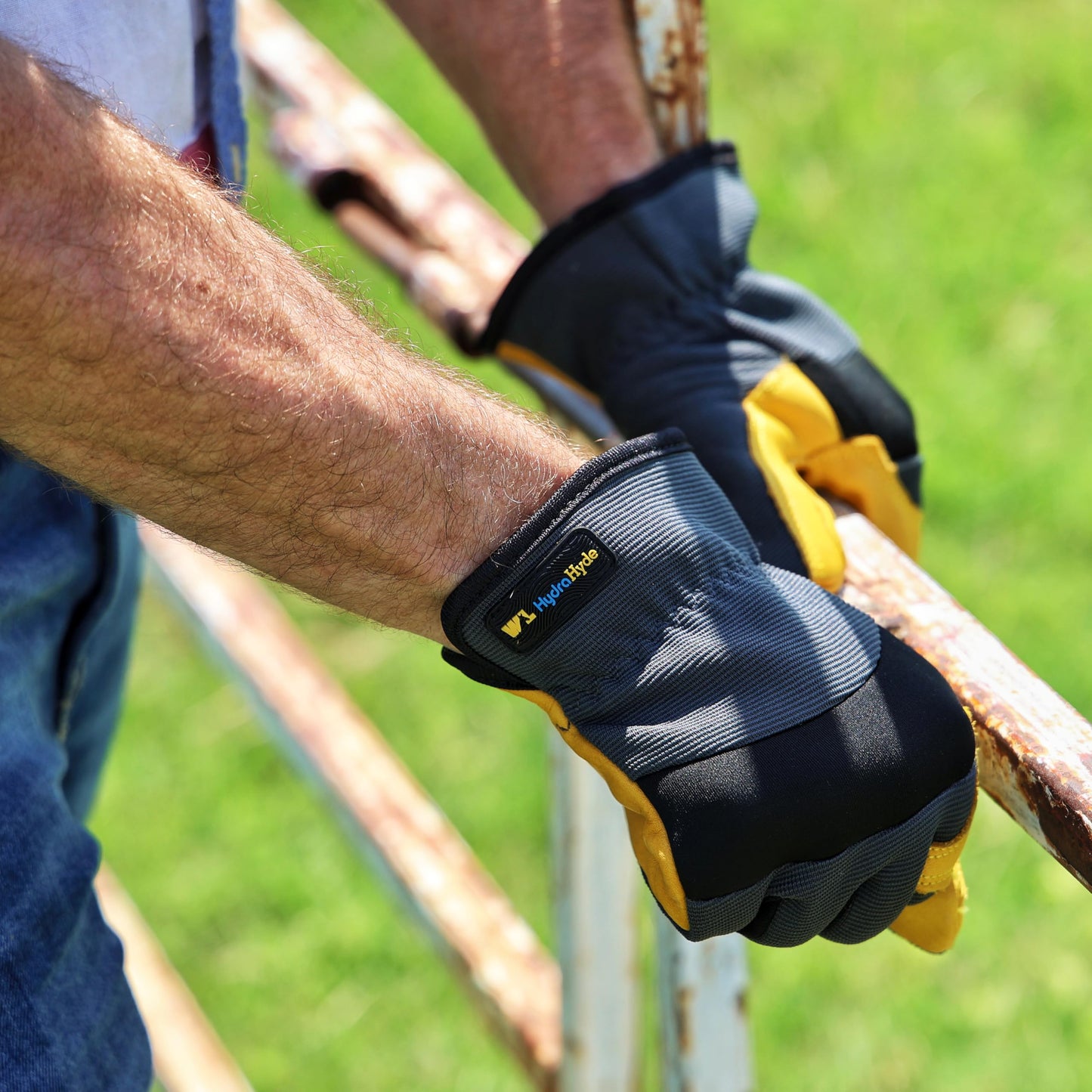 Wells Lamont Men's Slip-On HydraHyde Work Gloves – Water-Resistant Leather for Gardening, Landscaping – Reinforced Fingertips, Breathable Spandex – Durable, Comfortable, Flexible – Gray - XL