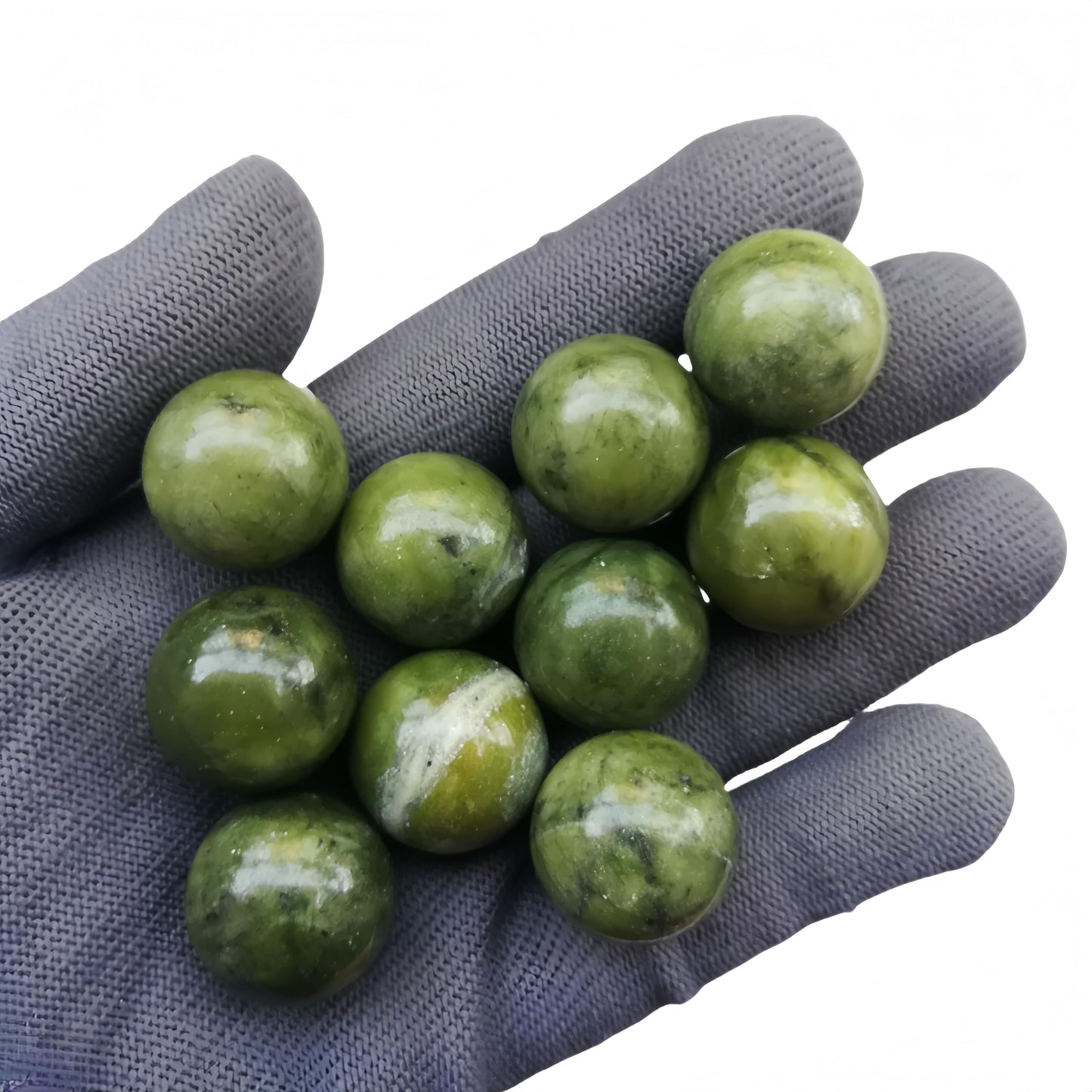 Sunshcat Natural Green Jade 0.78 Inchs Crystals and Healing Stone Ball Set,Home Desktop Feng Shui Array Decoration(7 Pieces) ﻿