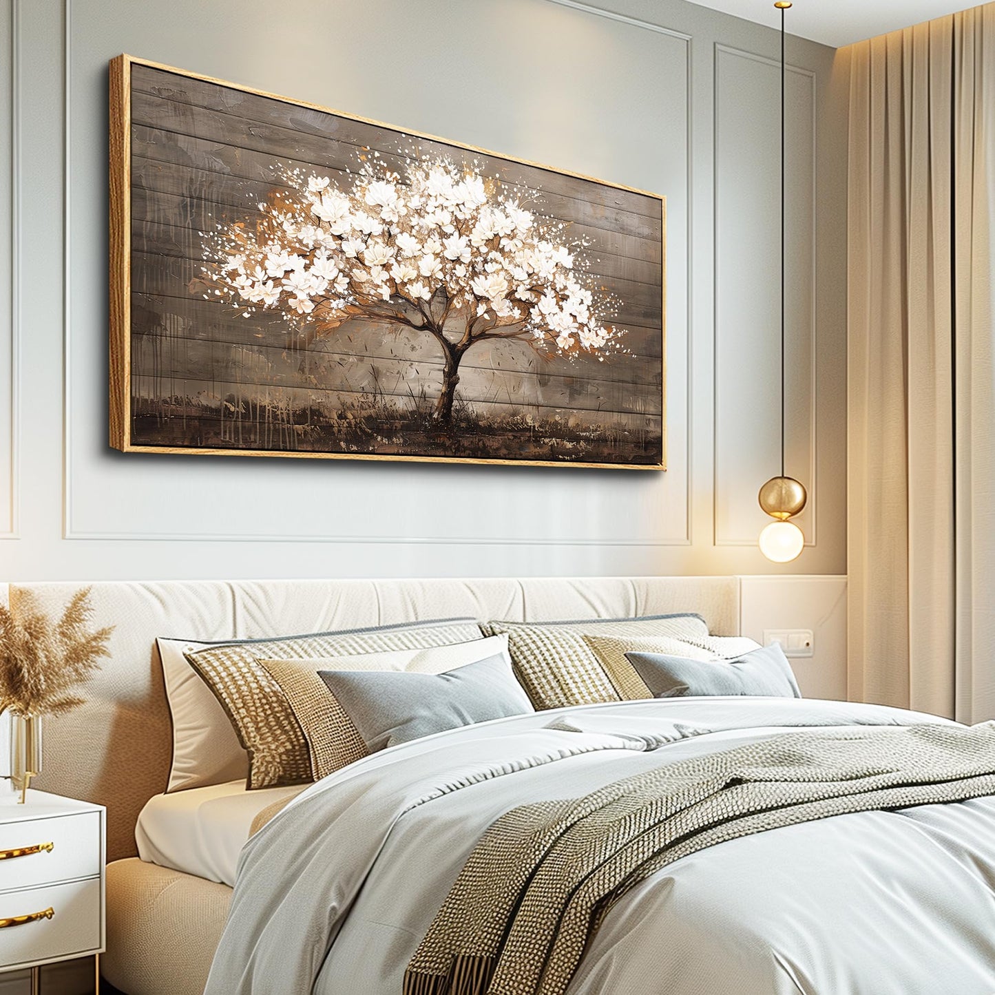 Wapluam Tree Of Life Wall Art,Neutral Abstract Canvas Painting Art Prints,Framed Wall Art,Wall Decor For Living Room,Nature Plant Modern Pictures For Bedroom Bathroom Dining Room Office Artwork 20x40