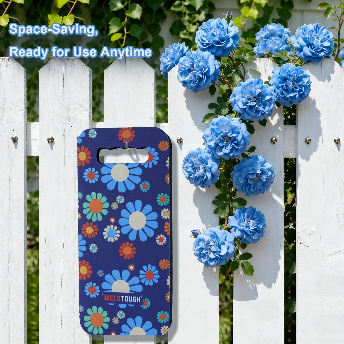 MELOTOUGH Garden Kneeling Pad, 1" Thick Soft NBR Foam Kneeling Pads for Gardening, Cleaning, Work - Lightweight & Comfortable, 15.75"x7.2" (Blue Flower)