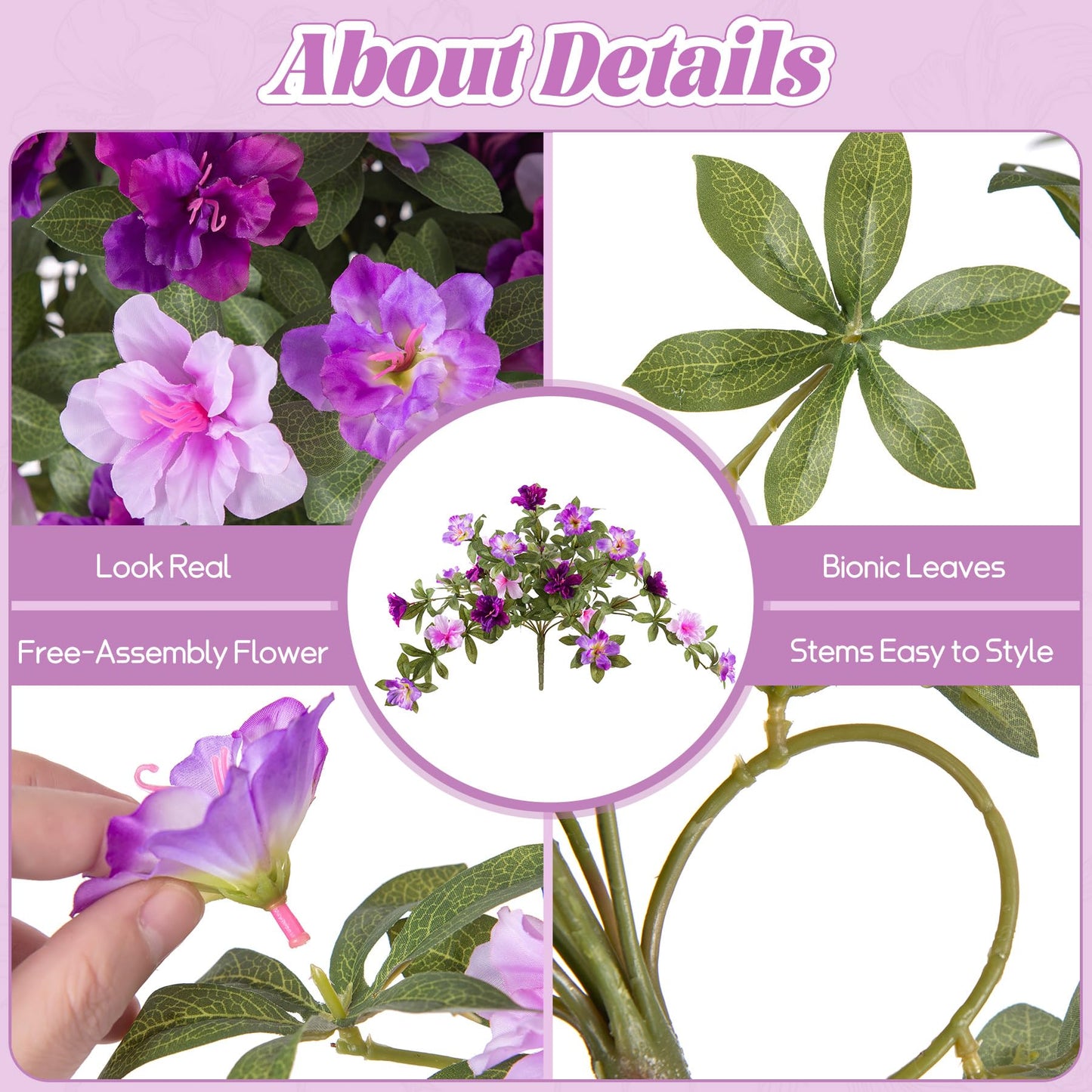 Ammyoo Artificial Hanging Flowers for Outdoors Hanging Baskets, 3 Pcs Fake Silk Flower with Hanging Baskets Planter for Spring Summer Garden Porch Patio Yard Outside Decor