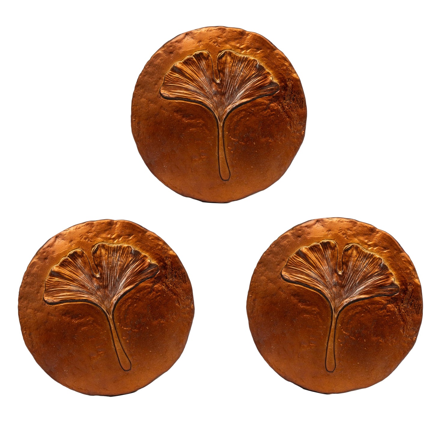 Stepping Stones Outdoor Set of 3, 10.8" Antique Ginkgo Bronze Garden Stones Outdoor Decorative Set – Grandma Mothers Day Gifts, Garden Memorial Stone for Loved Ones, Backyard Pathway Pavers, Walkway
