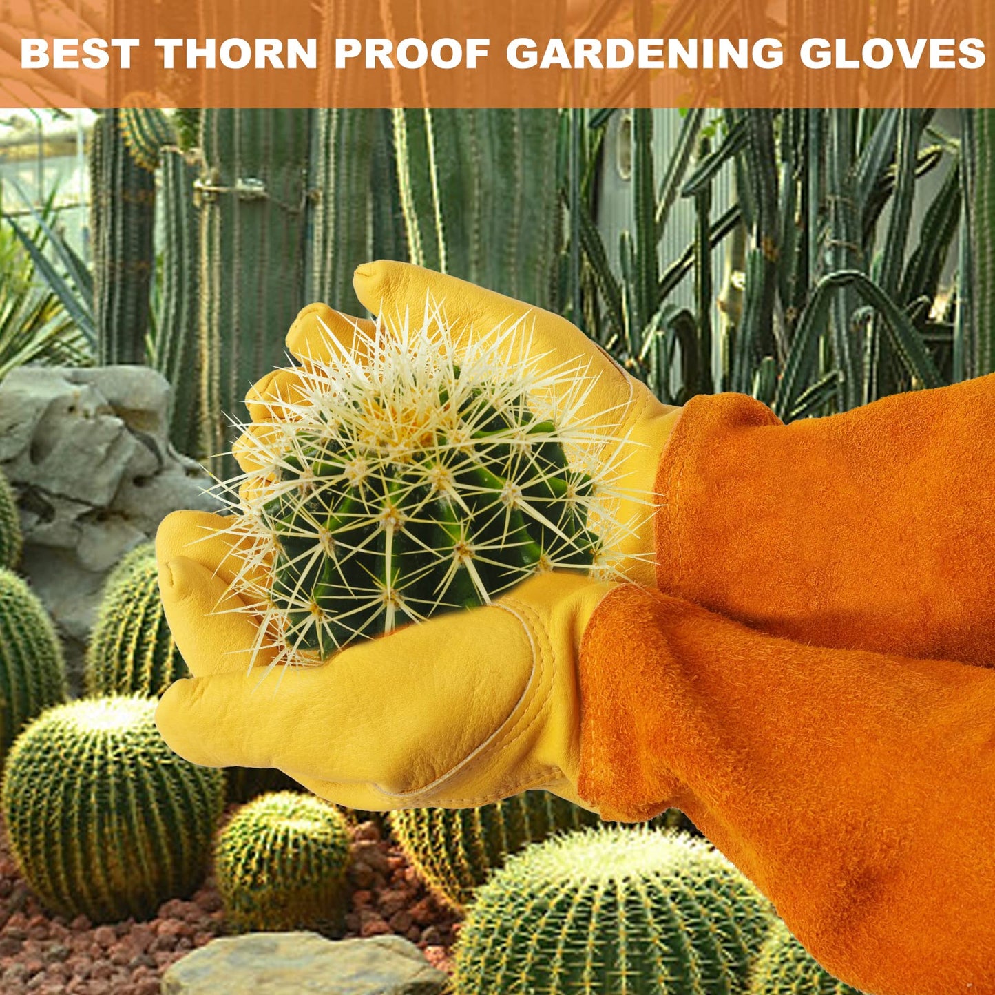 SLARMOR Long Gardening-Gloves Women/Men-Thorn proof Rose Pruning Heavy Duty Gauntlet, Best Garden Gifts for Gardener-L