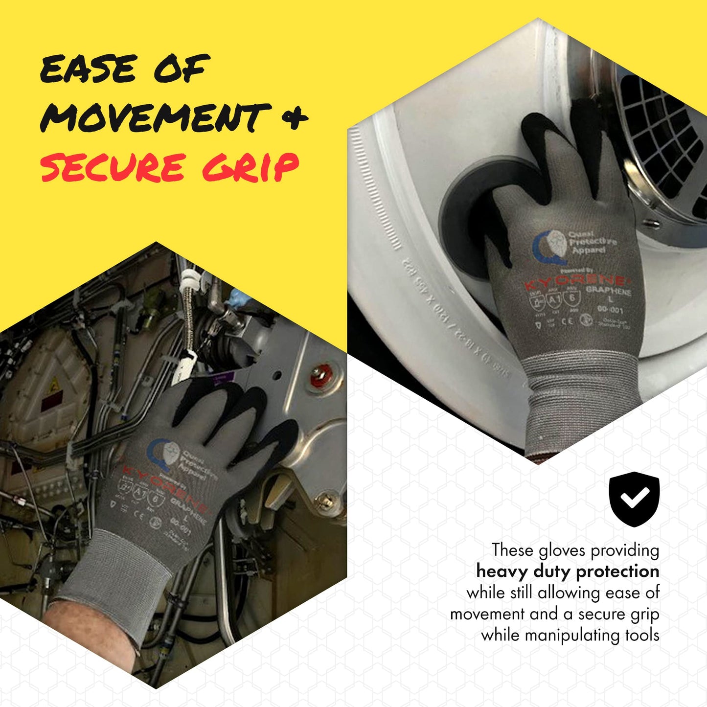 Quest Protective Apparel Cut Resistant Work Gloves (ANSI A1) – Lightweight Graphene Gloves for Gardening, DIY, Mechanical & General Handling – Breathable Grip Gloves for Men & Women – Large, Pack of 1