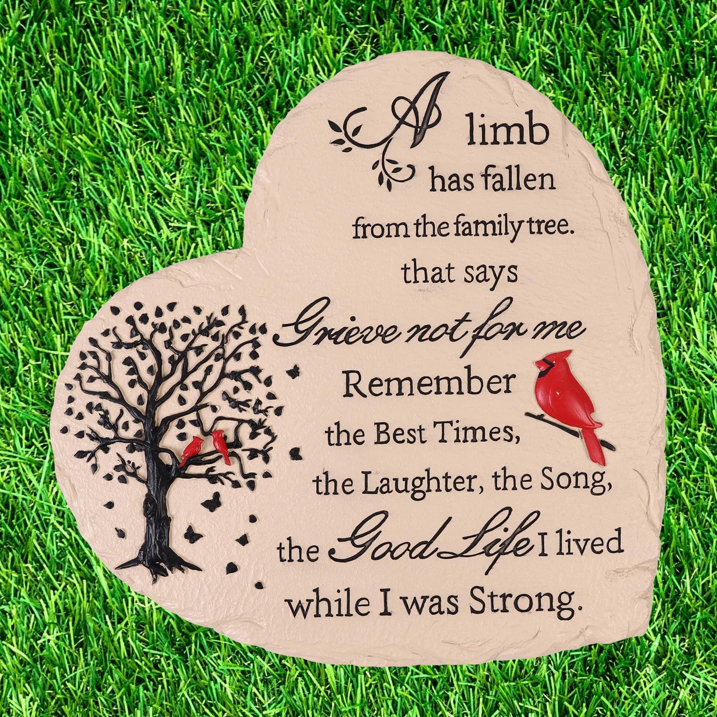 Heart Shaped Memorial Garden Stones, 10 inches Sympathy Garden Stone for Loved One, in Memory of Loved one Gifts, Resin Garden Stepping Stones Outdoor, Memorial Gifts