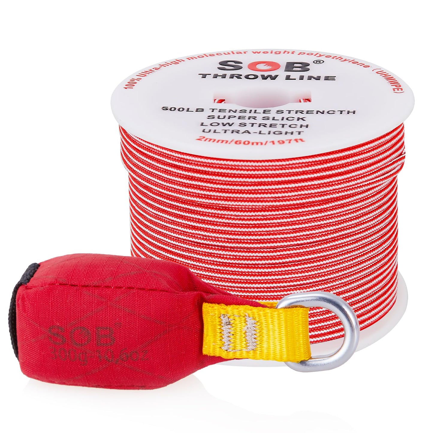 SOB Arborist Throw Line Kit with Slick Rope 197FT, Throw Weight, Reflective Storage Bag, Suit for Tree Cutting,Camping, Trimming, Hanging Swing ﻿