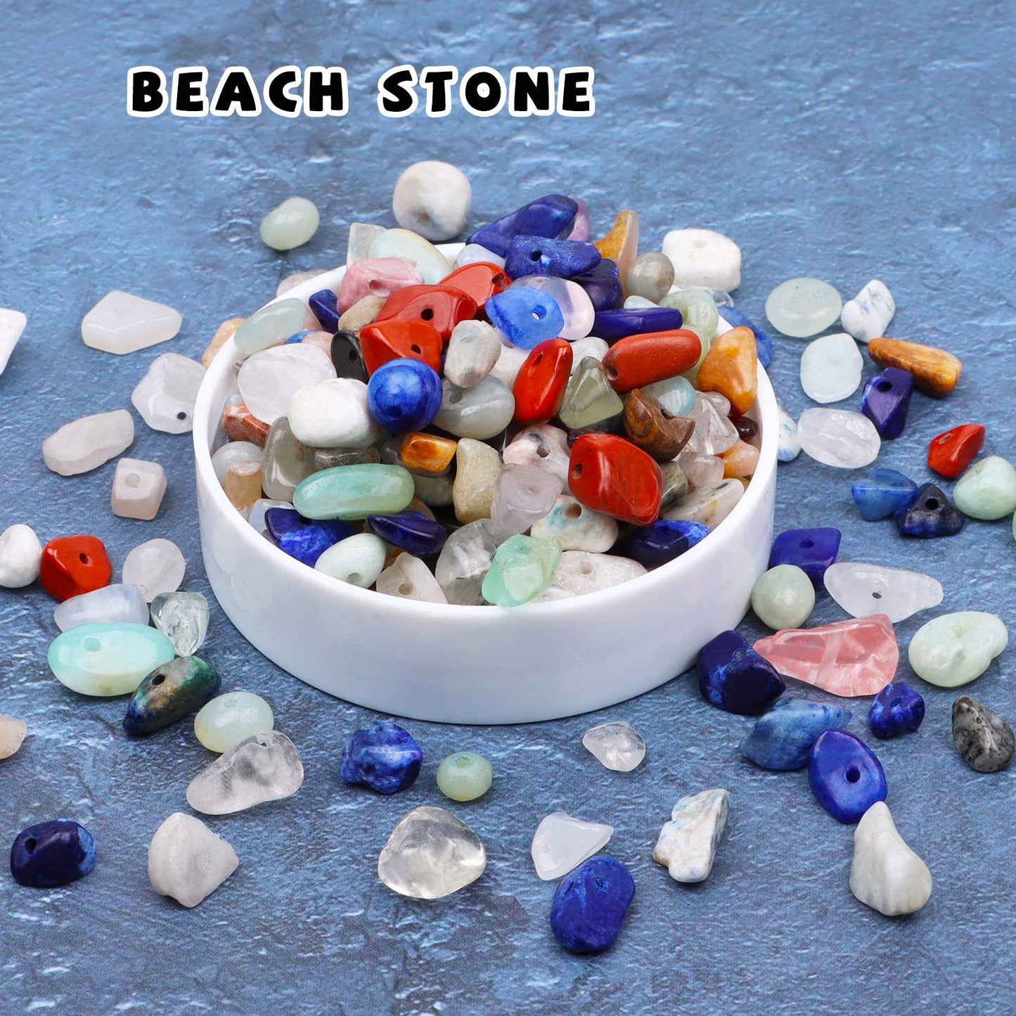 500 pcs Natural Chip Stone Beads, Beach Stone 5-8 mm Irregular Gemstones Healing Crystal Loose Rocks Bead Hole Drilled for Jewelry Making Bracelet