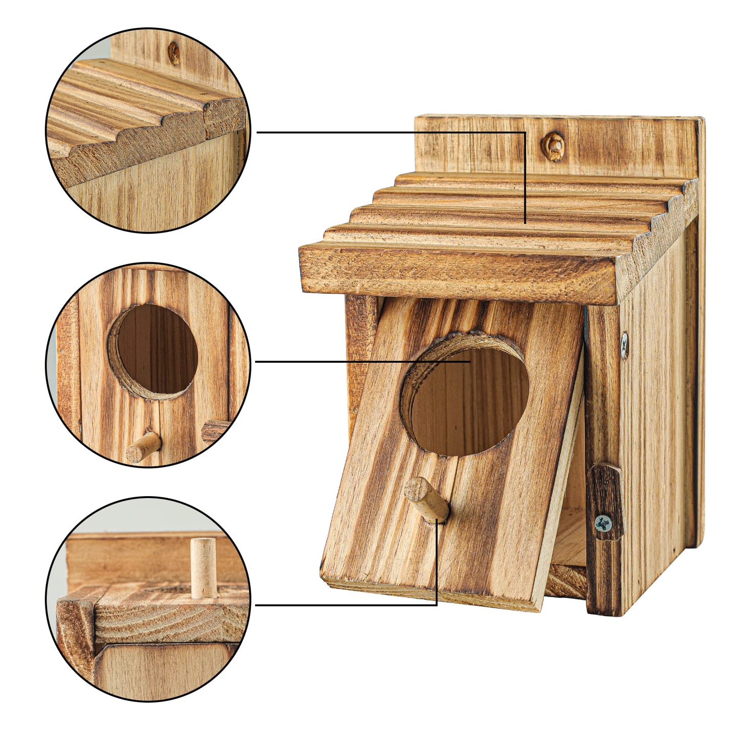 Humming Bird Houses for Outdoor Hanging Small Bird Nesting Box - Wood Nest for Wren, Chickadee, Robin, Hummingbird, Parakeet - Perch House for Outdoors Birdhouse Birds - Made of Pine Wood
