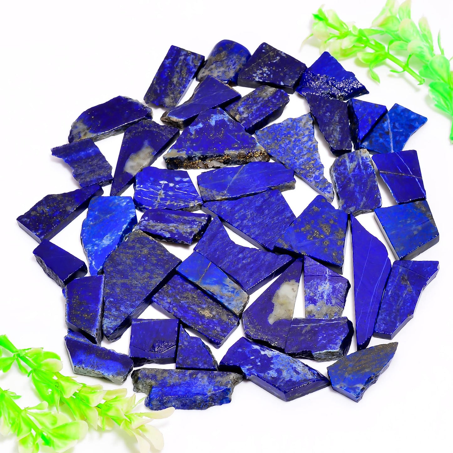 Natural Lapis Lazuli Raw Slice Gemstone- Healing Crystals for DIY Jewelry Making -Loose Natural Cabochon -Perfect for Crafting Unique Jewelry Designs (5 pcs, 25-35 mm)