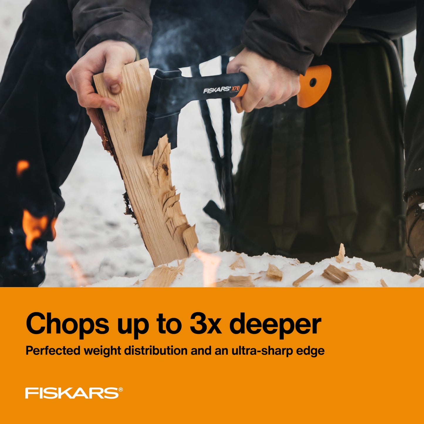 Fiskars X7 Small 14" Hatchet Axe with Sheath for Chopping Wood Kindling for Campfires, Outdoors & Camping, Insert-Molded Forged Steel Head, Low-Friction Blade, Shock Absorbing Handle & Non-Slip Grip
