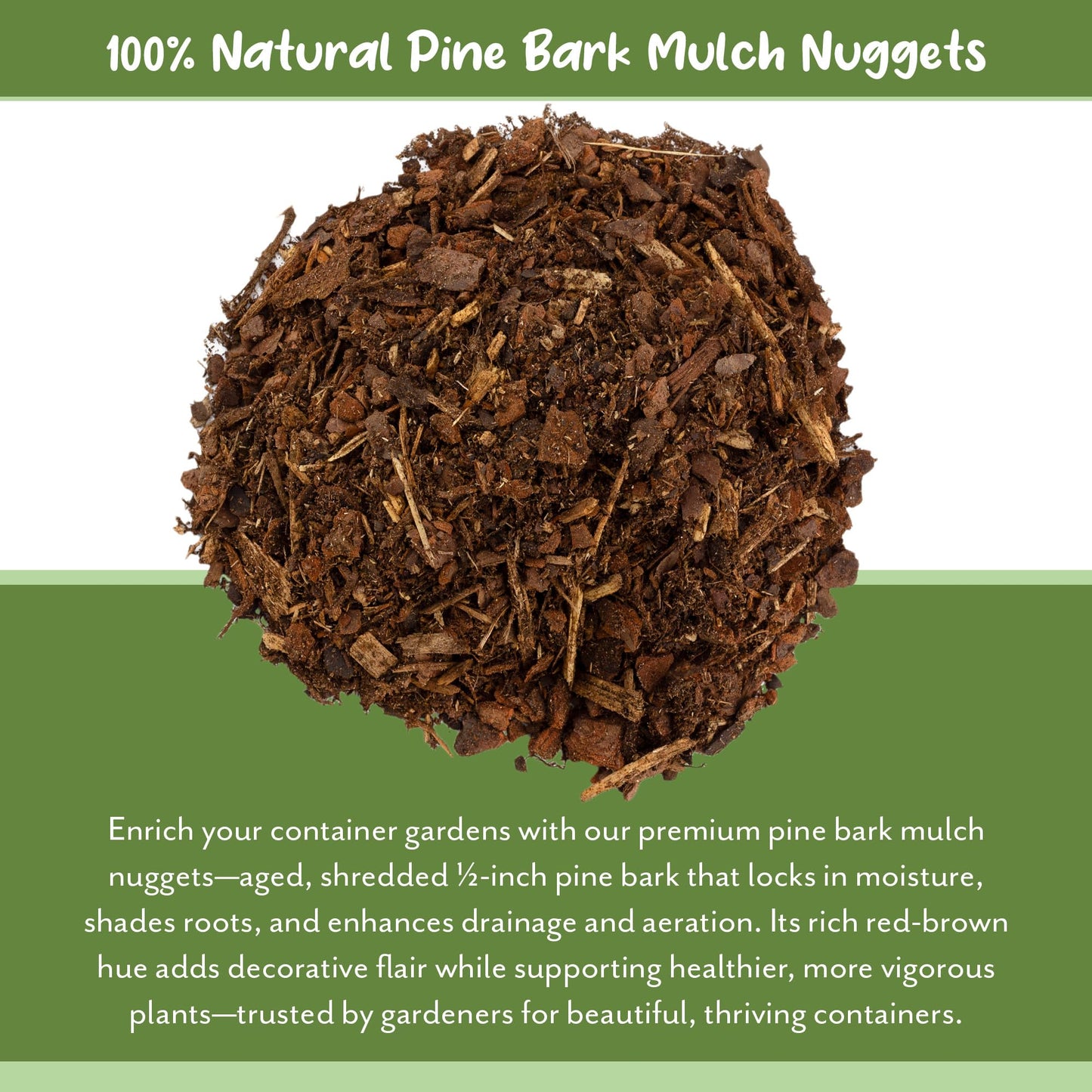 Soil Sunrise 100% Natural Pine Bark Mulch Nuggets (30 Quarts) Small Mulch Chips for Indoor/Outdoor Container Gardening, Ideal for Soil Supplement, Houseplant Mulch, and Terrariums