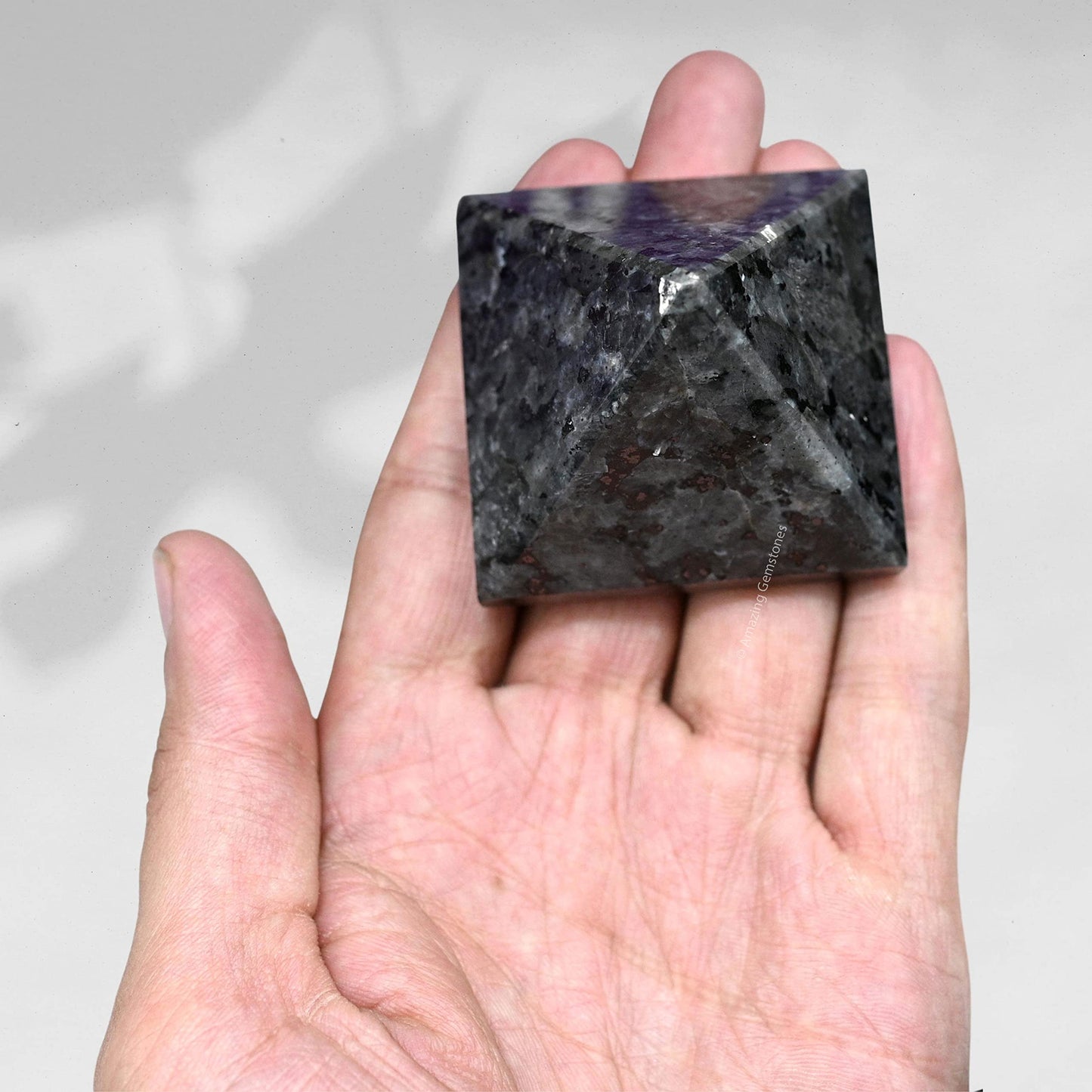 Amazing Gemstone Larvikite Pyramid Crystal Healing Stones - 2" Great Pyramid Figurine of Natural Stone Pyramid for Meditation, Reiki, Chakra Balancing and Crystal Pyramids Grid