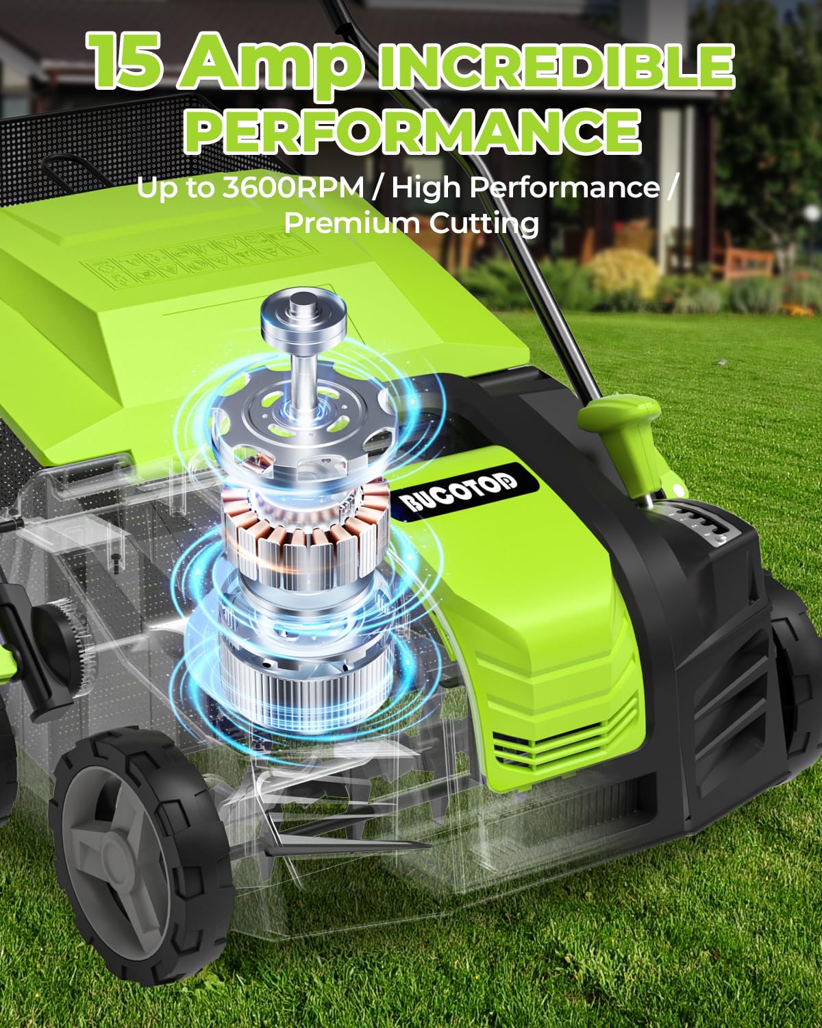 2-in-1 Dethatcher & 16-Inch Scarifier Electric Corded, 15 Amp Copper Motor, Electric Lawn Dethatcher with 5-Position Depth Adjustment, 14.5 gal Thatch Bag,Walk Behind for Yard Lawn Garden Care