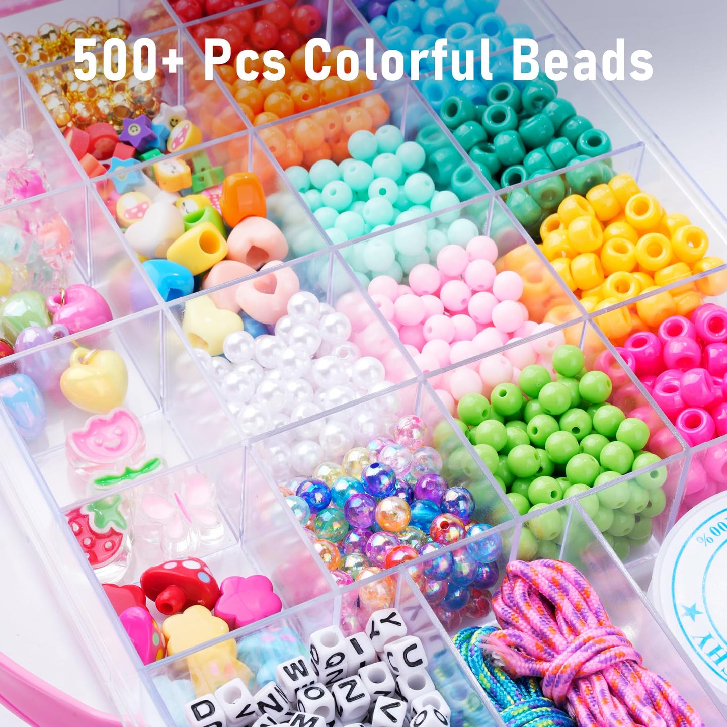 MAKERSLAND Jewelry Making Kit with Bead Board DIY Craft Kits Kandi Pony Beads Bulk Clay Bead for Bracelet Necklace Making, Keychains, Storage Box with Handle and Tray for Kids Adults Birthday Gift