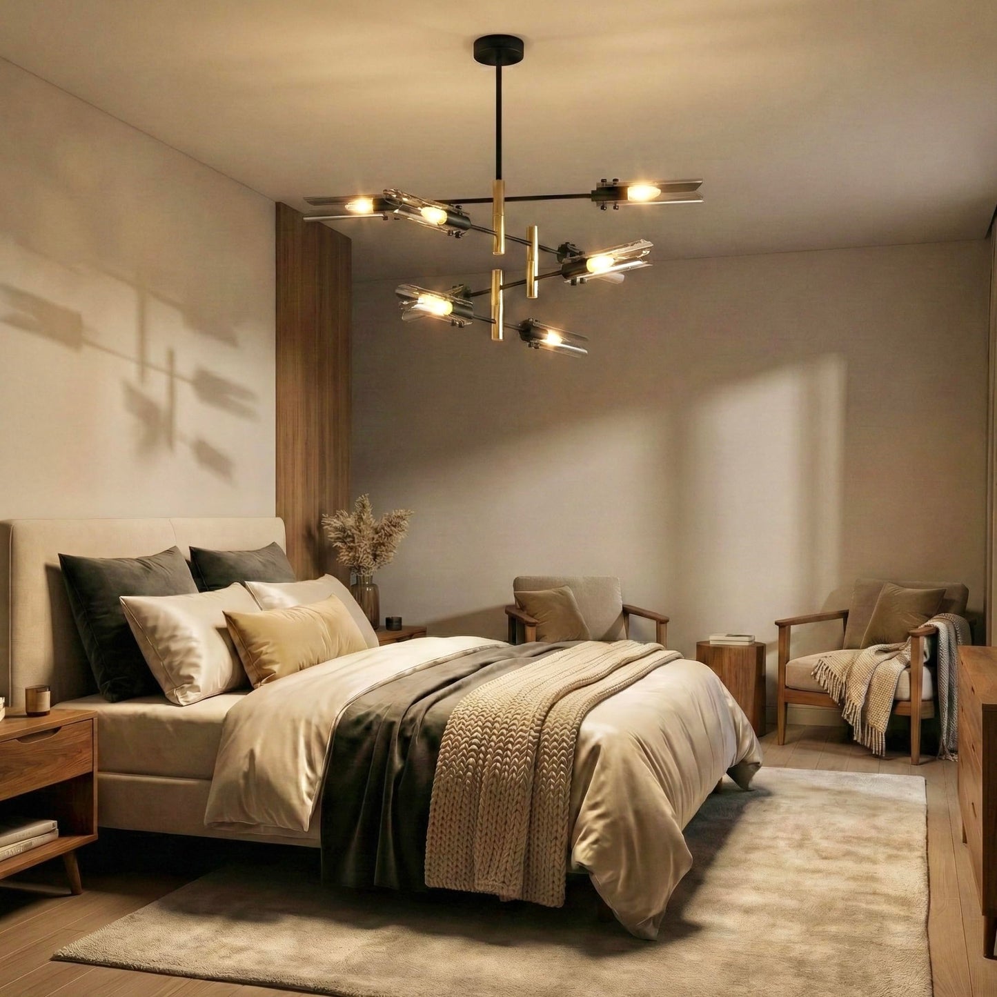 Modern Living room Dining room Sputnik Chandelier, Bedroom Hallway Light Fixtures, Pendant Lights Kitchen Island, Hanging Lights Ceiling Light Farmhouse Kitchen Decor Fixture Lamparas (Black & Gold-8)