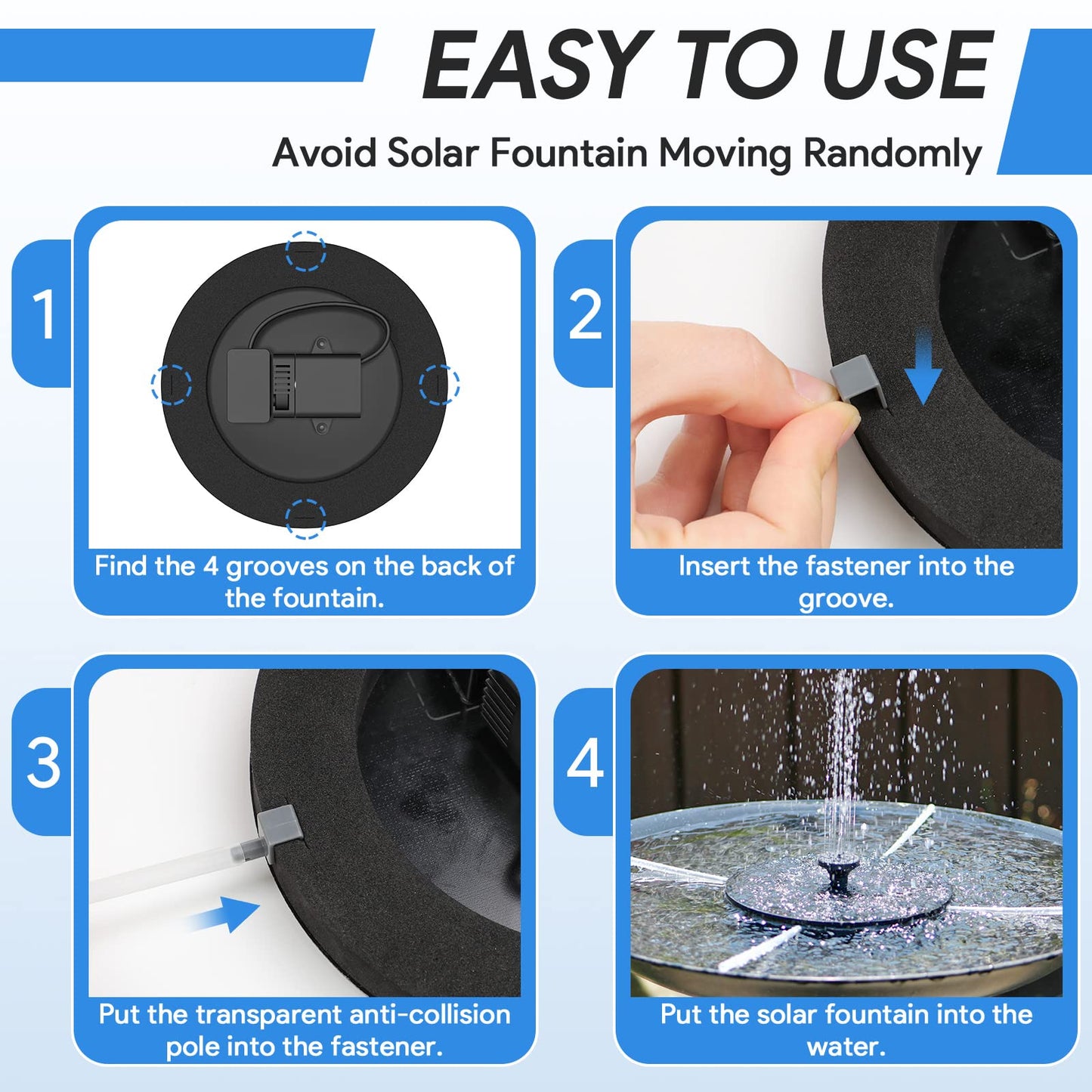 Solar Fountain, Floating Solar Powered Water Fountain Pump for Bird Bath, Garden, Pond, Pool, Outdoor Solar Founatin (2.5W)