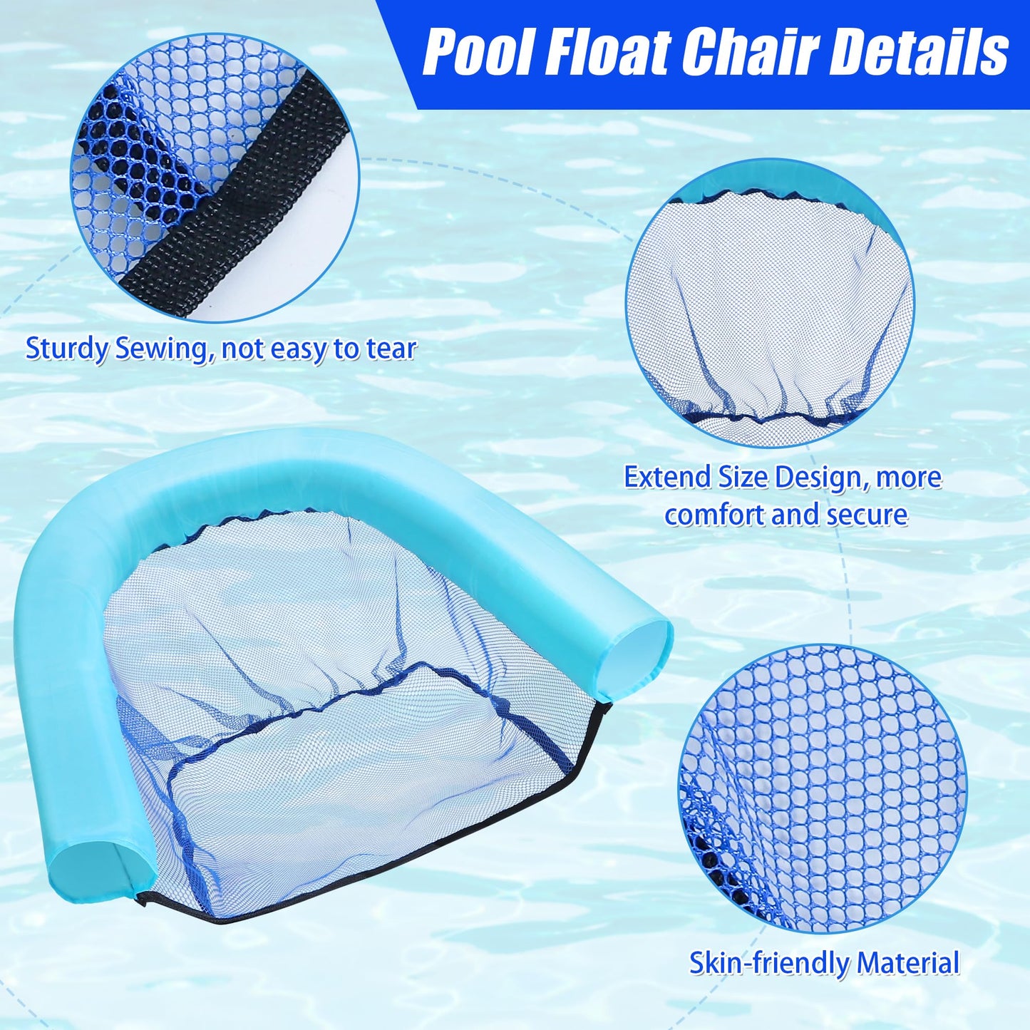 WUBOECE 2 Pack Swimming Pool Noodle Floating Mesh Chair for Adults Pool Float Chair Noodle Chair Floats for Swimming Water Relax (Noodle Not Included)