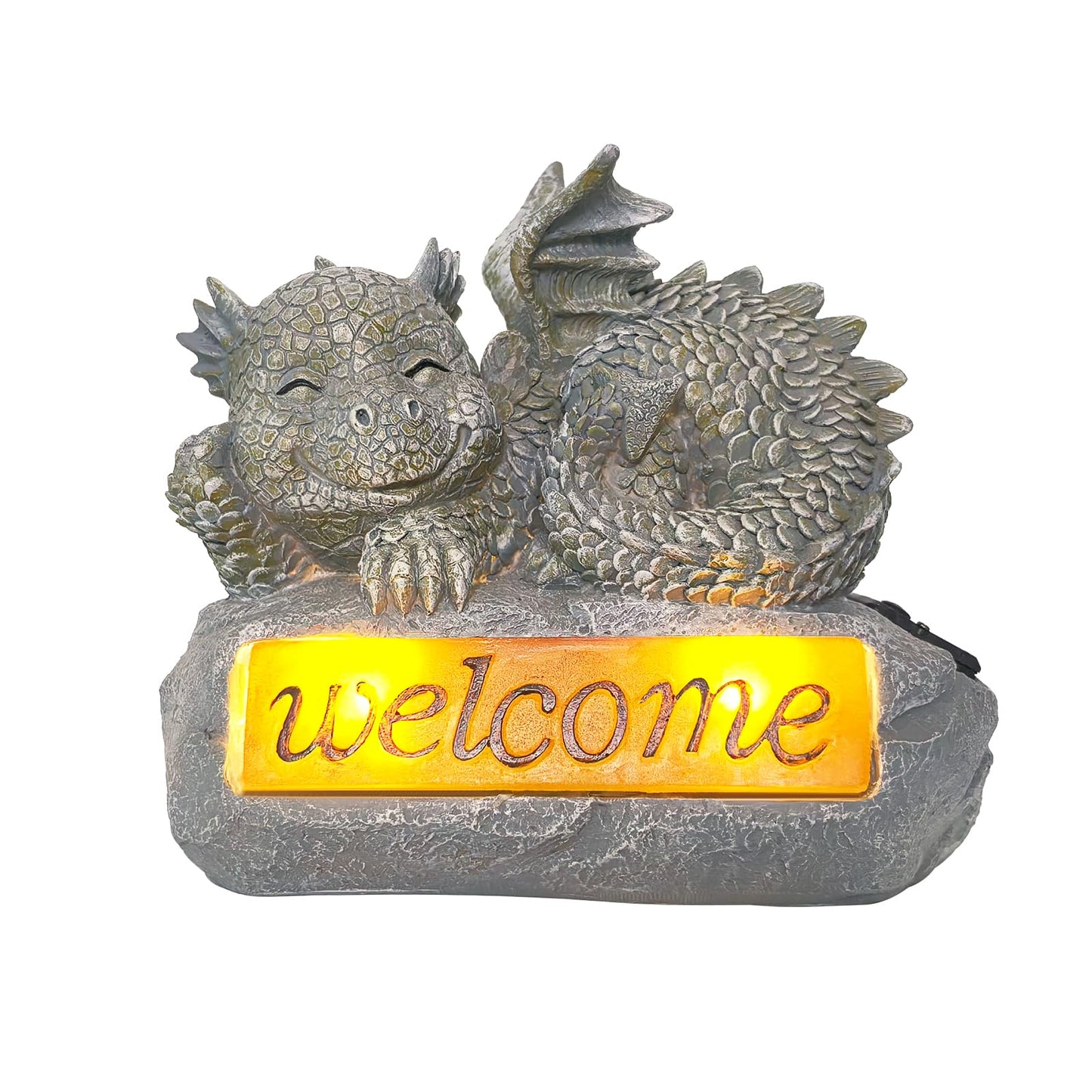 Vukjep Solar Garden Decorations-Garden Dragon Welcome Display Decorative，Decor for Patio, Yard, Lawn, Pathway, Landescape (Western Dragon Statue)