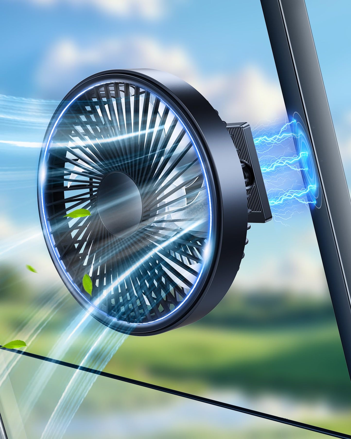 scenein Rechargeable Magnetic Golf Cart Fans That Blow Cold Air, 3000mAh Battery Powered Usb Fan for Golf Cart Cooler 360° Rotatable Compatible with Yamaha, Ezgo, Club Car, Forklift, Cruise Ship