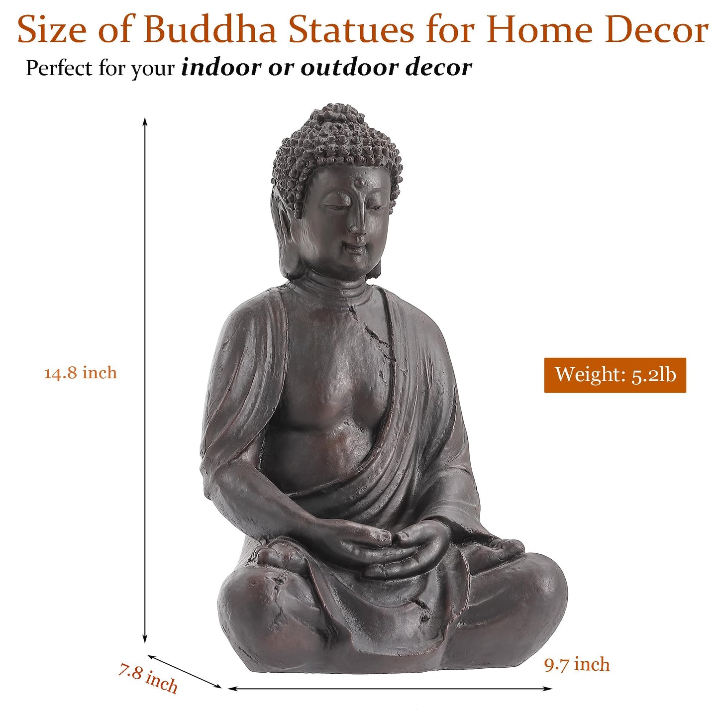 Phaxth 15" Buddha Statue Outdoor, Buddha Statues for Home Decor Indoor, Zen Decor Buda Garden Statues for Yard, Patio Gift