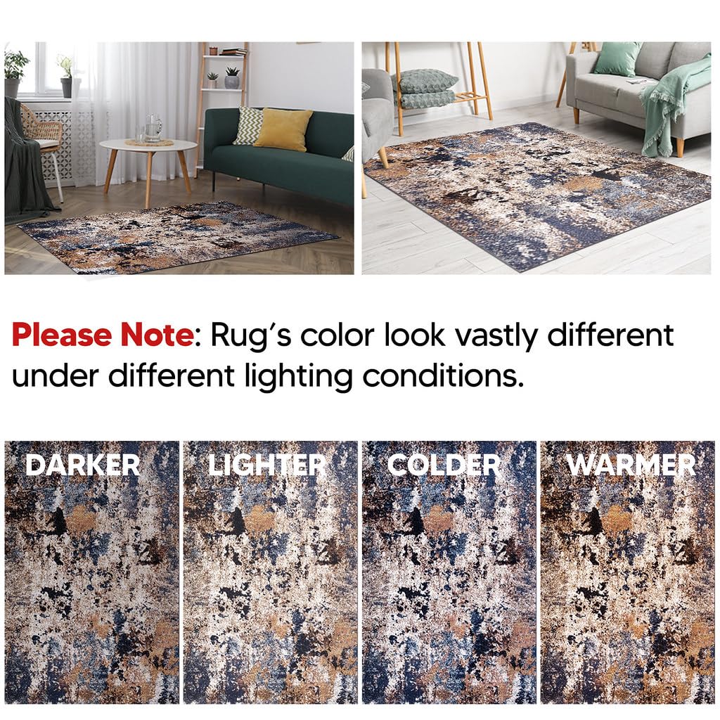 Keen Home Design Area Rugs - 48"x72" Non-Shedding, Thick Pile Abstract Rugs for Kitchen, Living Room, Bedroom, Dining Room, Entryway - Size: 4' x 6', Skies Multi
