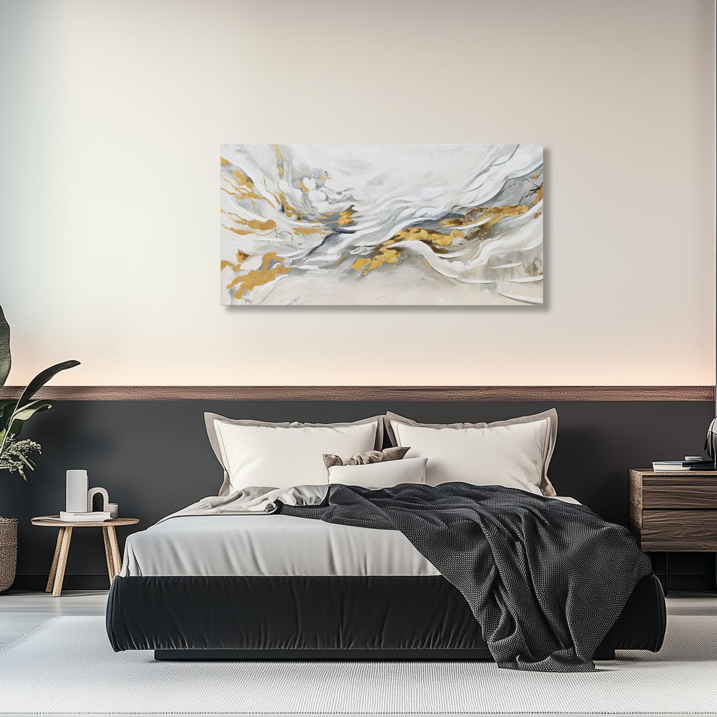 JBD JIETUAN Abstract Wall Art White Wall Decor Modern Canvas Painting Minimalist Wall Painting Unique Artwork for Living Room Dining Room Kitchen Office Home Decor 20x40 Inches
