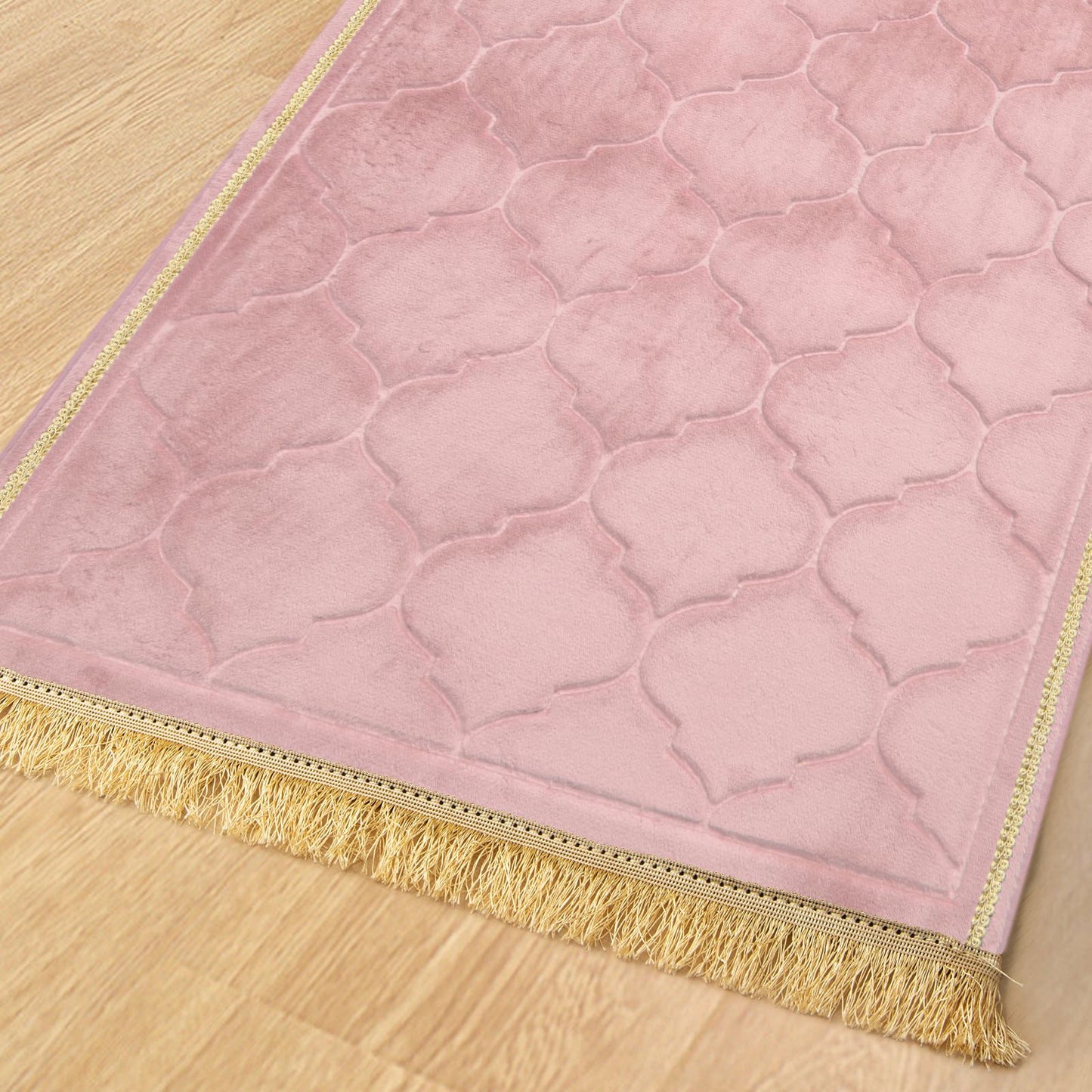 YAZEIN Muslim Prayer Rug with Tasbih Prayer Beads, Soft Memory Foam Prayer Matt Islam, Padded Islamic Prayer Mat Thick for Men and Women, Janamaz, Sajadah (25.6" x 43.3", Pink)