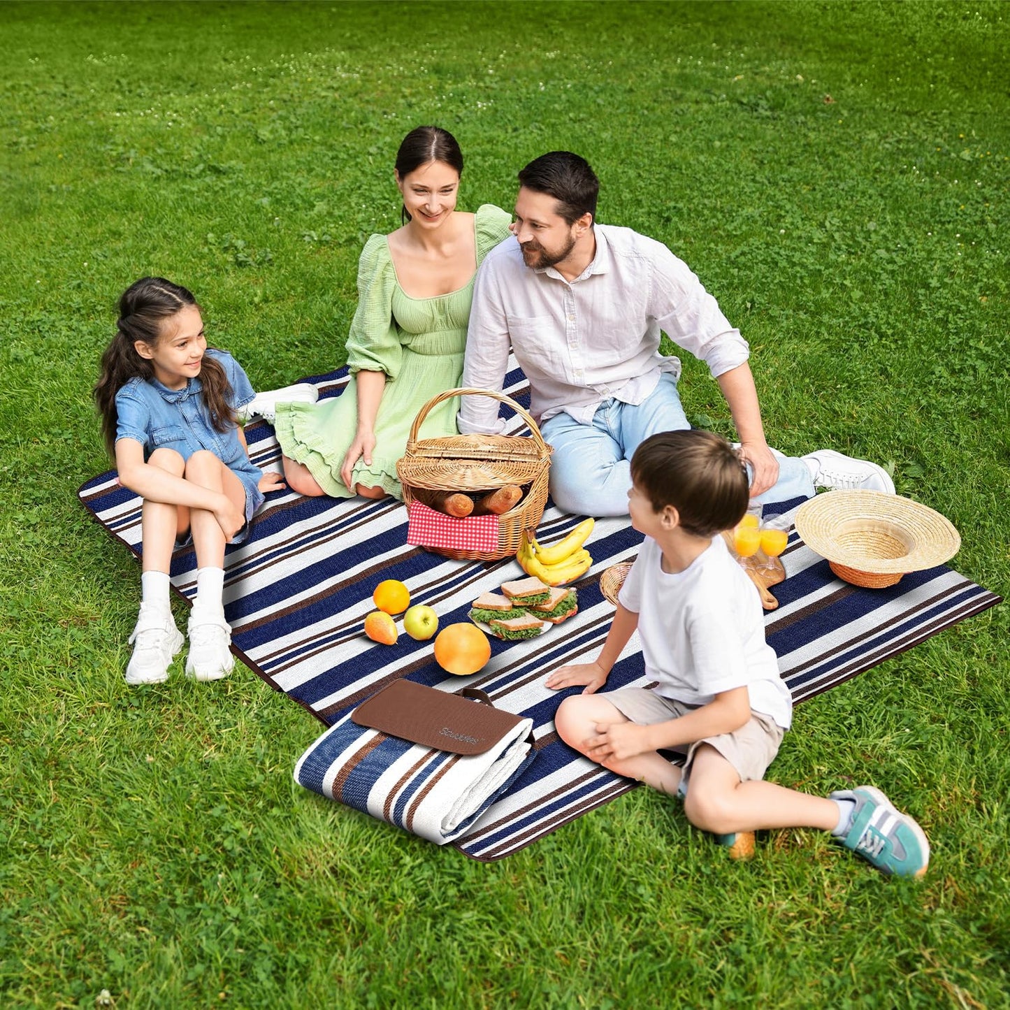 scuddles Extra Large Picnic Blanket – 60" x 80" Waterproof Outdoor Mat with Soft Dual-Layer Comfort, Foldable Travel Rug for Beach, Camping, Lawn, Parks & Family Picnics