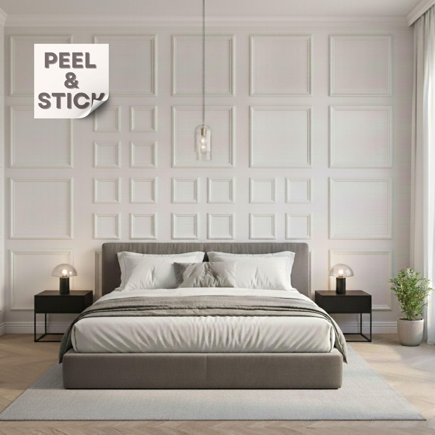 Peel and Stick Wall Molding Kit | Pre-Cut Paintable Wainscoting Panels | 16 Frames 19.68” + 16 Frames 7.87” (Totally 32 pcs) | Easy Install Decorative Wall Trim for Bedroom, Living Room