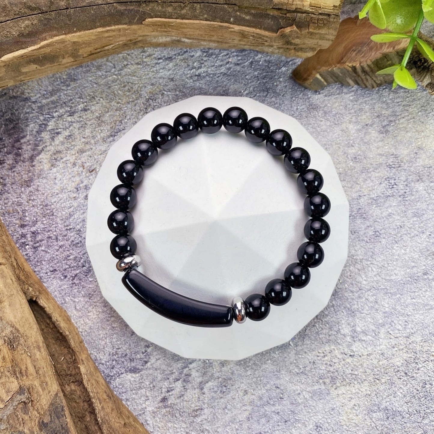 EDEN'S CALL 8mm Healing Crystal Beads Stretch Bracelet Handmade Good Luck Energy Chakra Stone Beaded Bangle, Black Obsidian