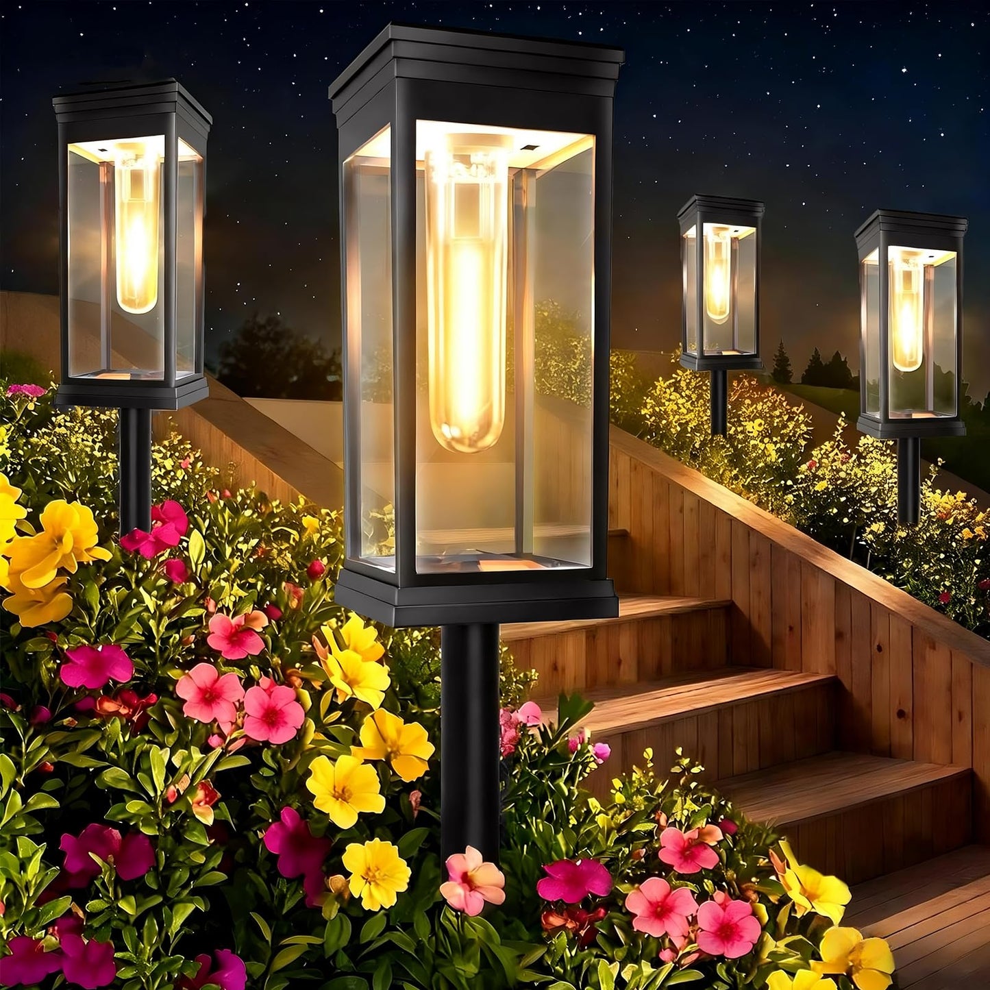Yorezcop 8 Pack Solar Pathway Lights Outdoor,IP65 Waterproof - Bright Solar Lights Outdoor,Auto On/Off Pathway Lights Solar Powered,Solar Path Lights for Walkway Driveway Garden
