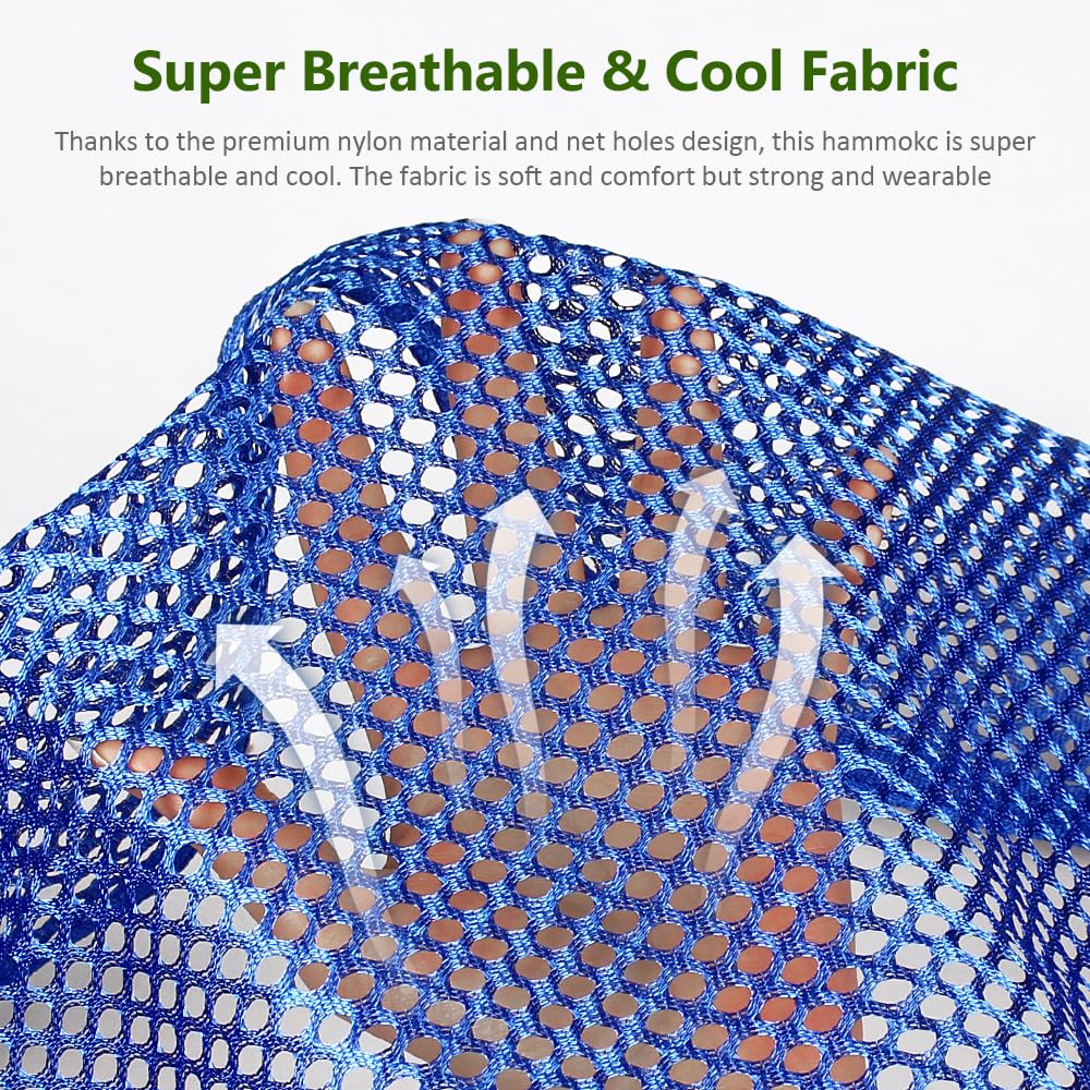 Outdoor Hammock, Super Soft and Breathable Mesh Hammock Made of Cool Nylon with Wooden Bars for Indoor, Balcony, Terrace, Garden, Camping, Backpacking
