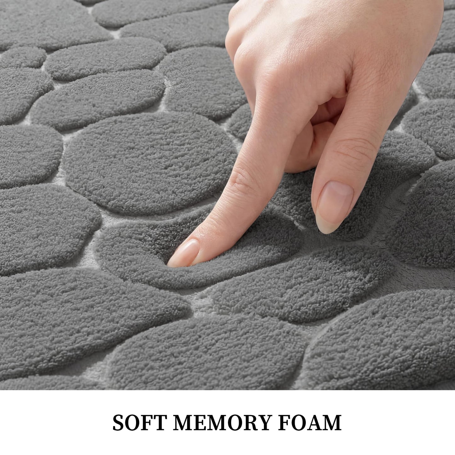 YIHOUSE Bathroom Mat Rug, Memory Foam Bath Mat, Non-Slip Bathroom Floor Mats, Cobblestone Bath Mats Absorbent Bath Rugs Washable Quick Dry (17x24,Dark Gray)