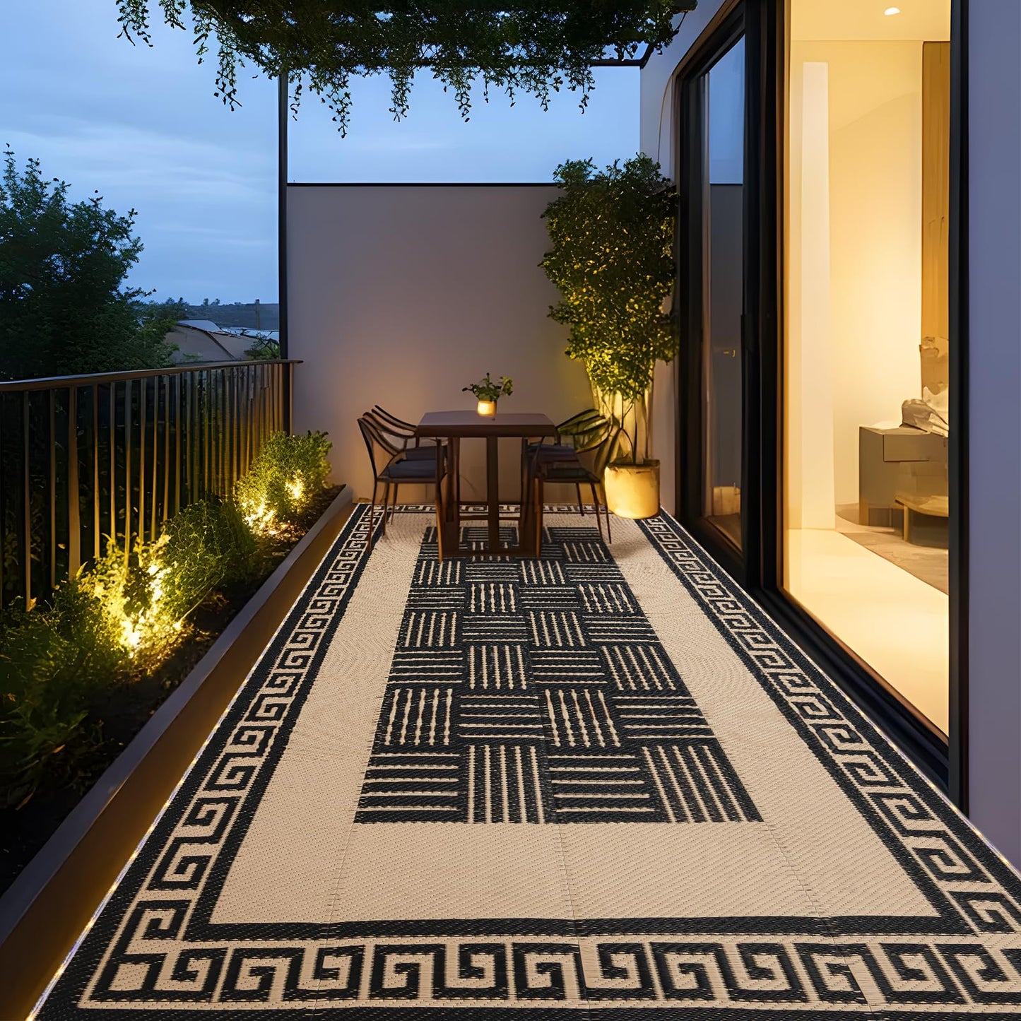 YONILE LED Outdoor Rug 8x10 ft Waterproof for Patios Clearance,Reversible Outdoor Plastic Straw Rug, RV Mat Outside, Indoor Outdoor Carpet for Porch, Deck, Backyard, Balcony, Picnic