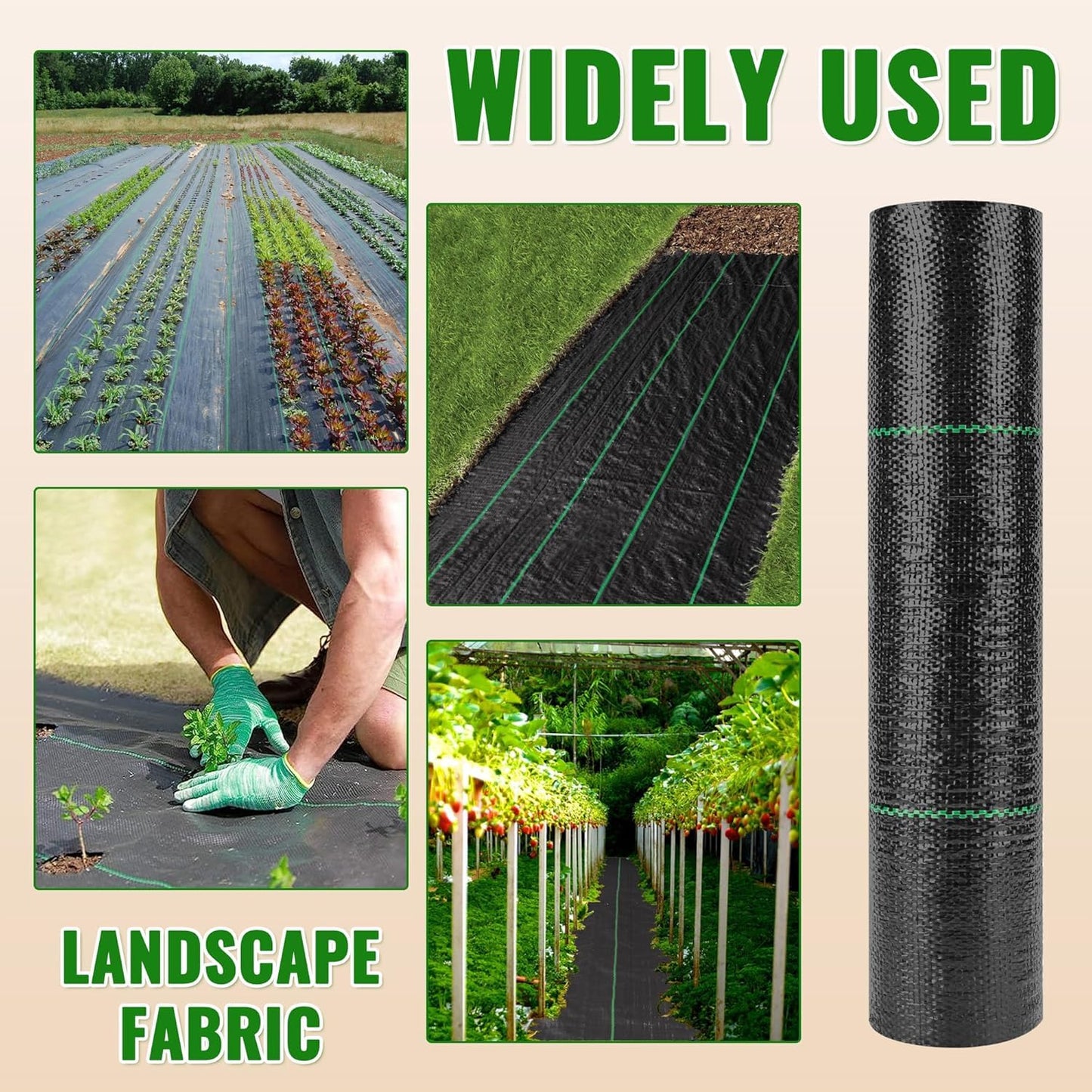 GRASSCLUB 6ft x 300ft Weed Barrier Landscape Fabric Heavy Duty Premium Weed Control Fabric Durable & Eco-Friendly Weed Block Gardening Mat (3.2oz) (LTTY-W6-300)