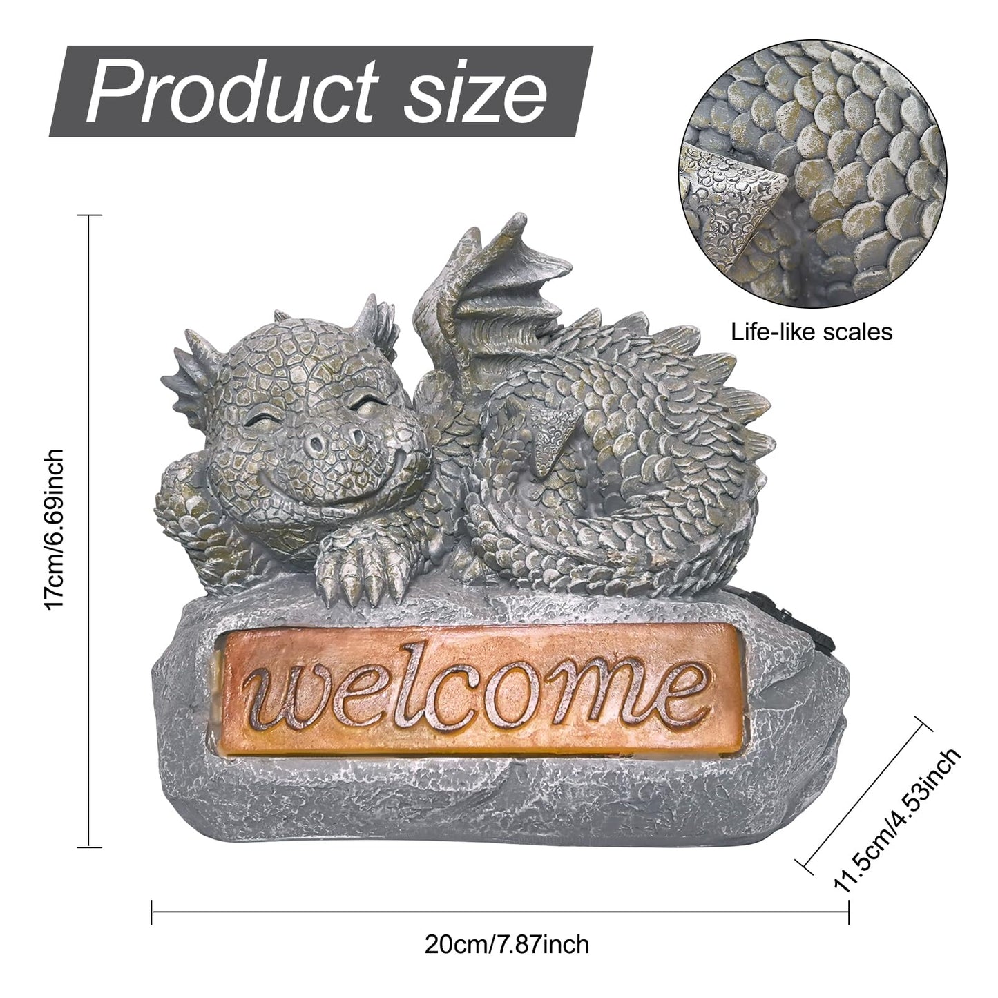 Vukjep Solar Garden Decorations-Garden Dragon Welcome Display Decorative，Decor for Patio, Yard, Lawn, Pathway, Landescape (Western Dragon Statue)