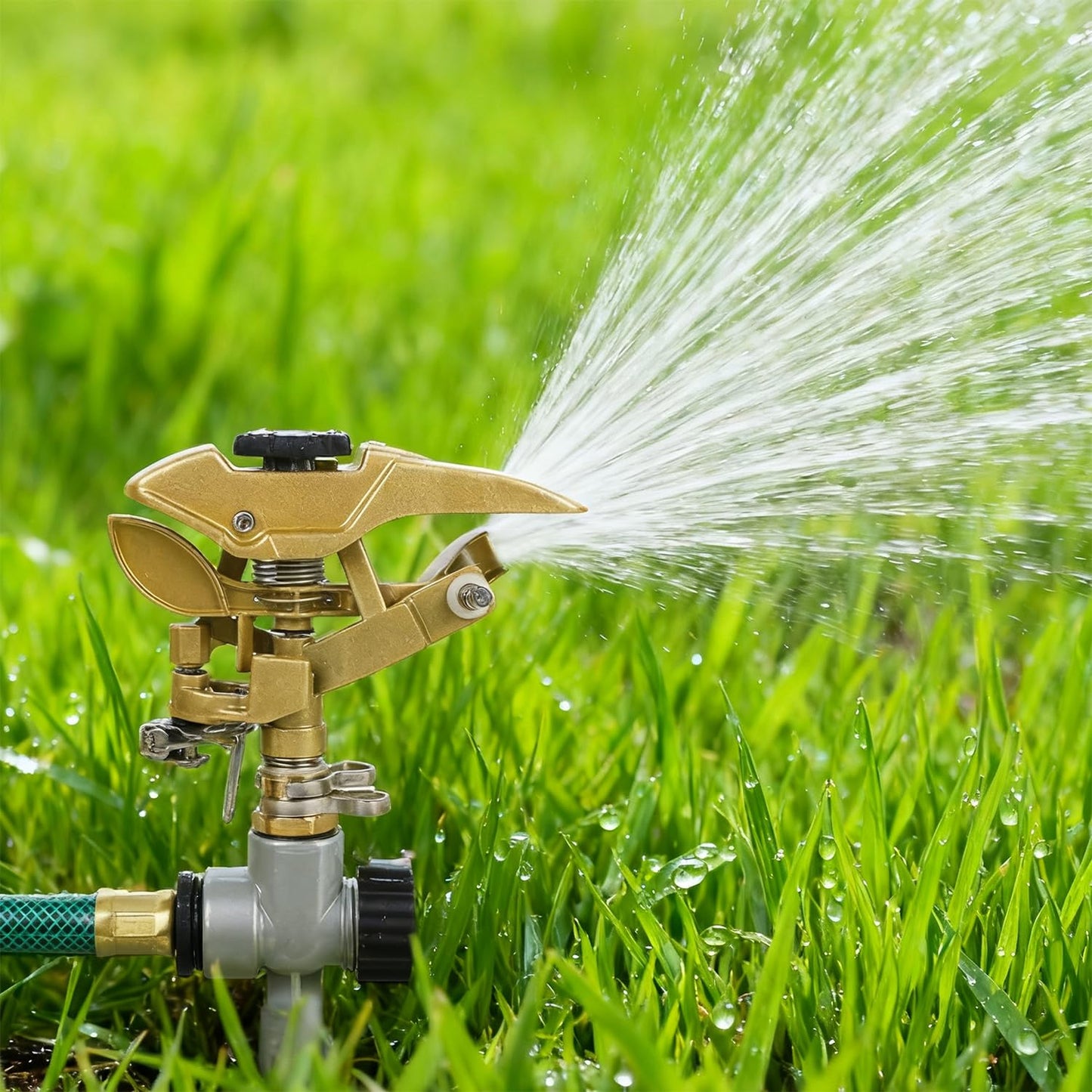 Biswing 2 Pack Impact Sprinklers, Heavy Duty Zinc Alloy Lawn Sprinkler Head with 1/2" NPT Thread, Adjustable 360 Degree Watering Sprinkler for Large Area Grass Yards Patio Garden Irrigation