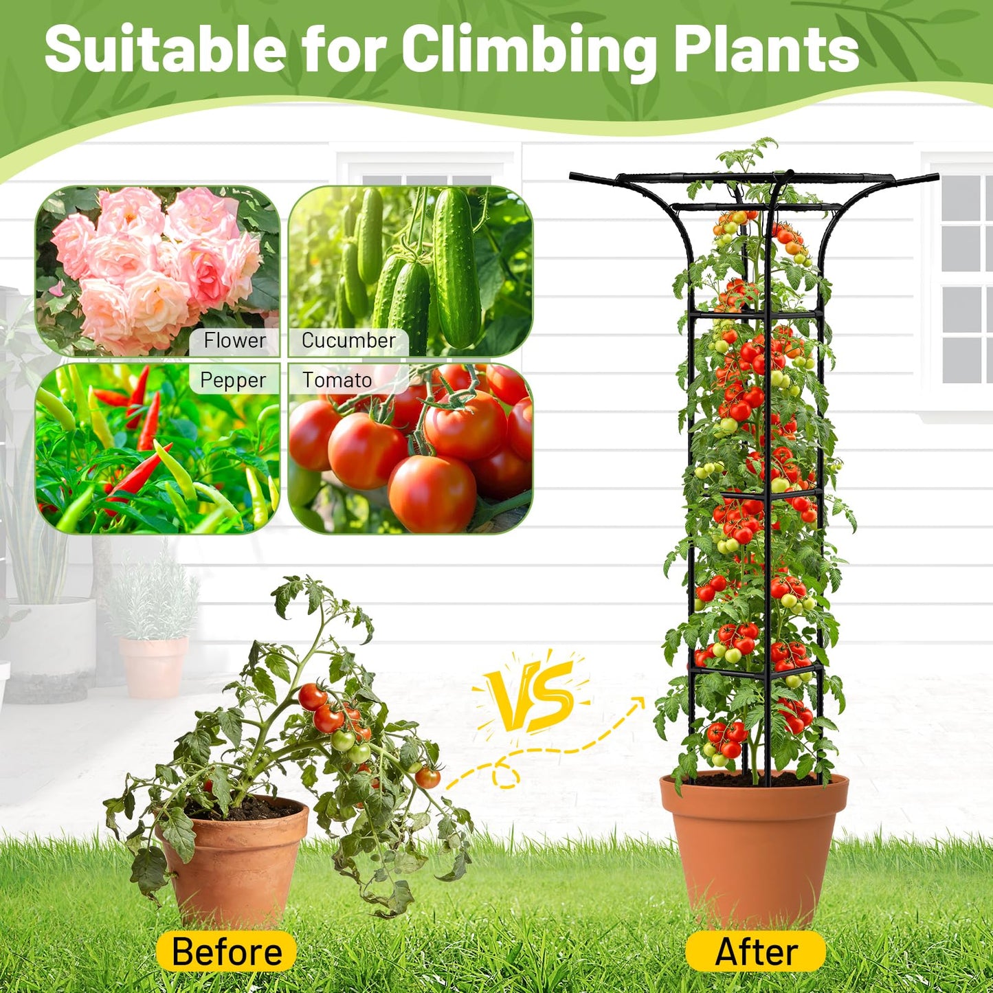 Garden Trellis for Climbing Plants Outdoor, 65 Inch Mushroom Top Trellis for Climbing Plants, Plant Trellis Support for Potted Plants Climbing Vine Rose Clematis Vegetable Trellis, 1 Pack (1)