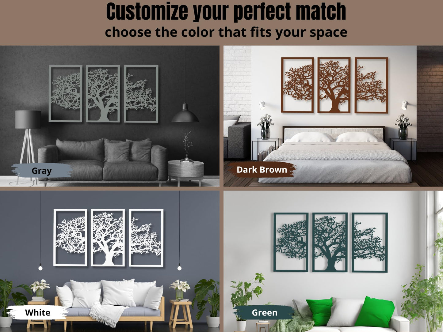 VAILLA Wood Wall Art Decor Wall Hanging Sculpture Modern Home Decoration 3 Panels Nature Wall Hangings Large Wooden Wall Arr 3D Textured Sculptures for Living Room Bedroom Office Dinnig Room (Tree of Life)